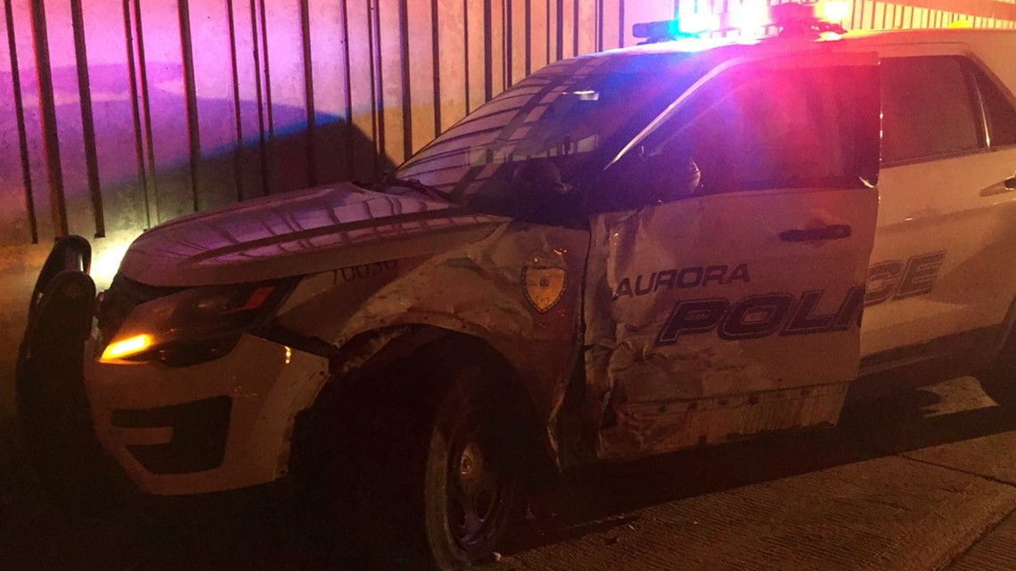 Aurora police officer injured in roadside crash | 9news.com