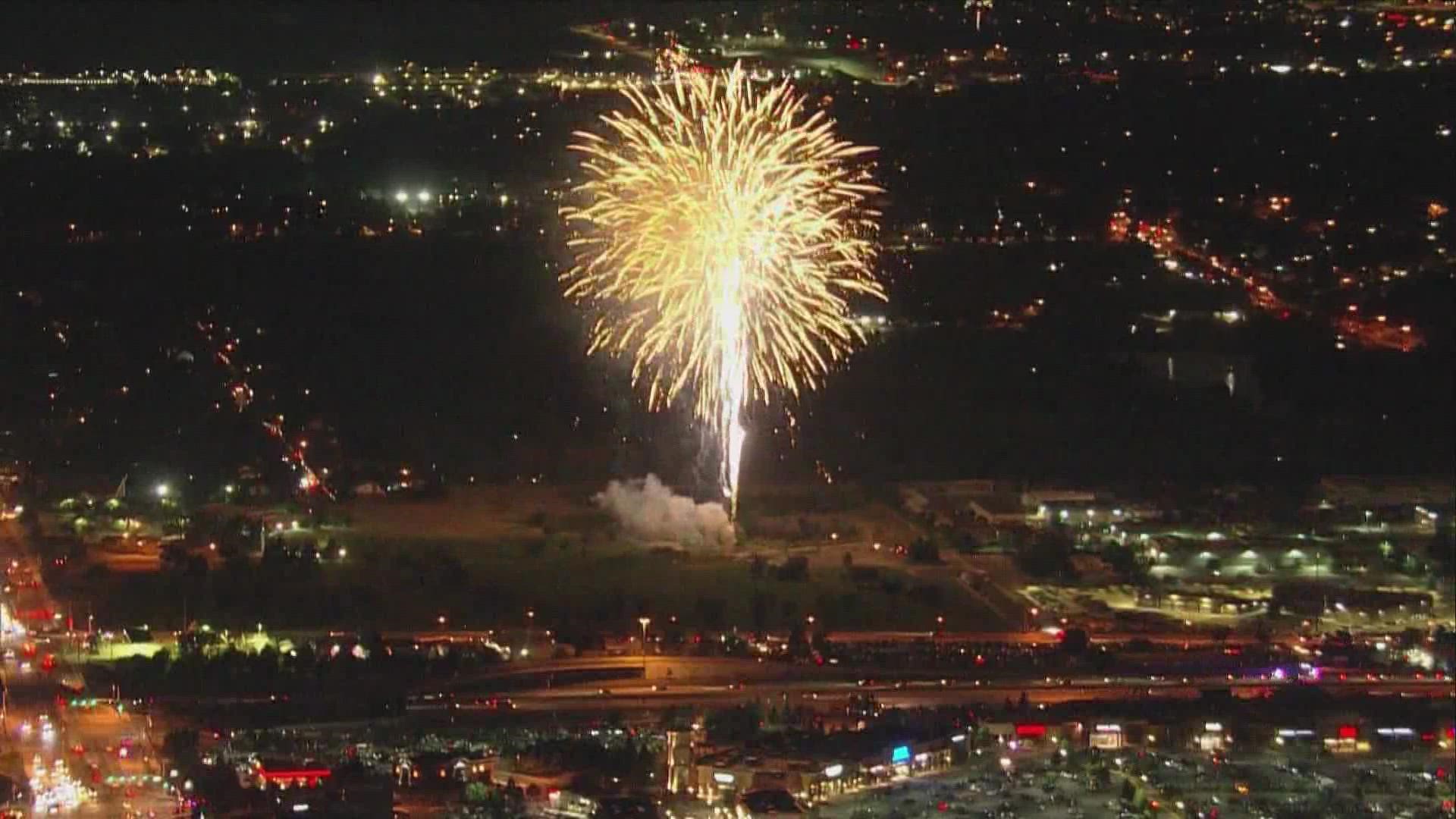 Check out a couple of the fireworks displays (and some illegal shows we spotted) that lit up the skies of Aurora and Louisville on Monday night.