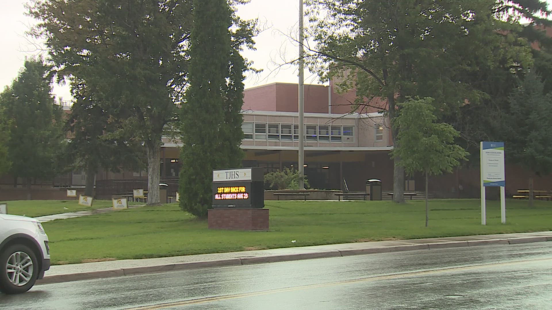 A teen trying to enroll at Thomas Jefferson High was arrested after it was found that they had a "significant felony" warrant, Denver police said.