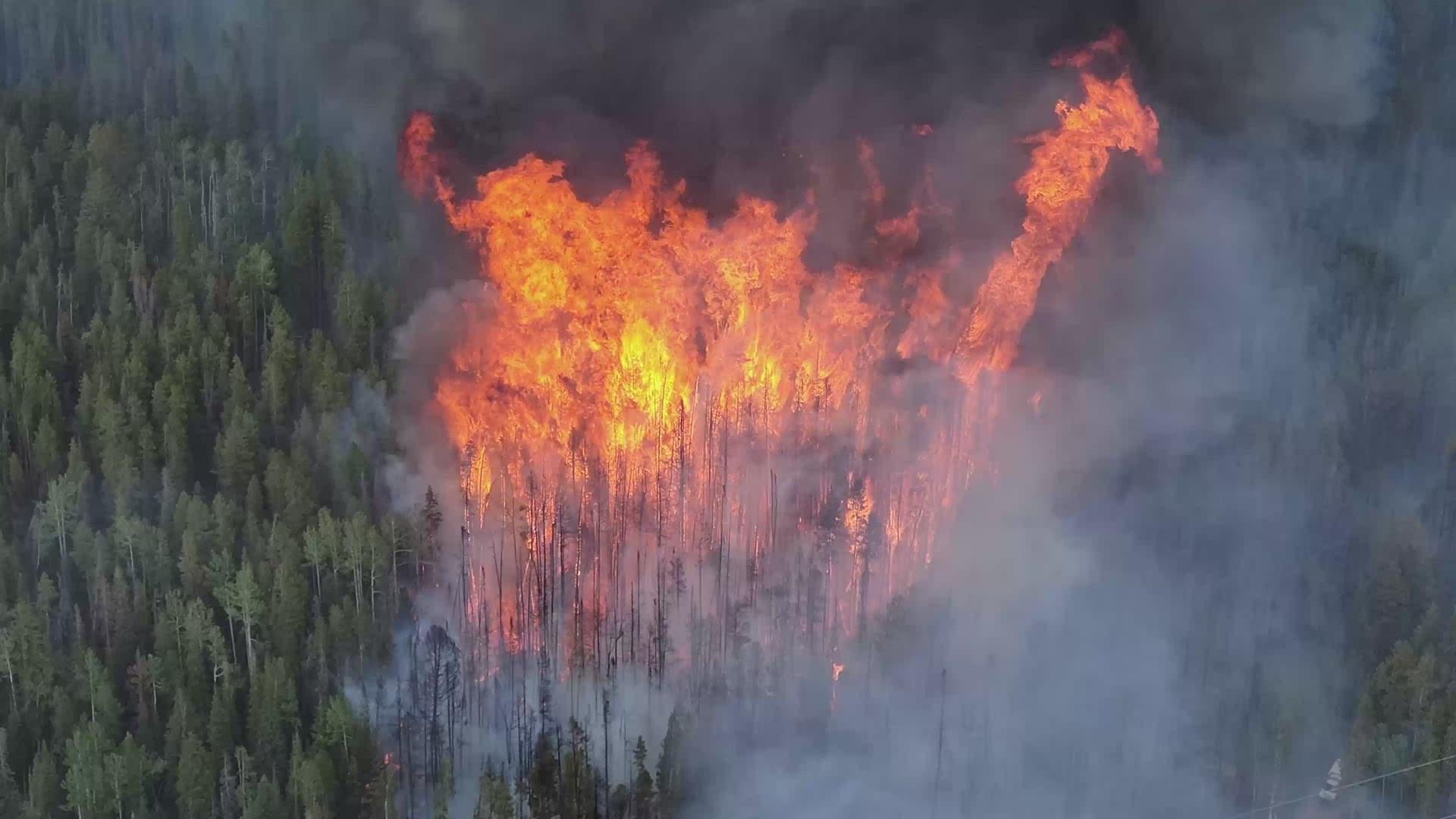 The Sylvan Fire south of Eagle has grown to be 3,583 acres. This footage was taken by a helicopter pilot with U.S. Forest Service on Tuesday.