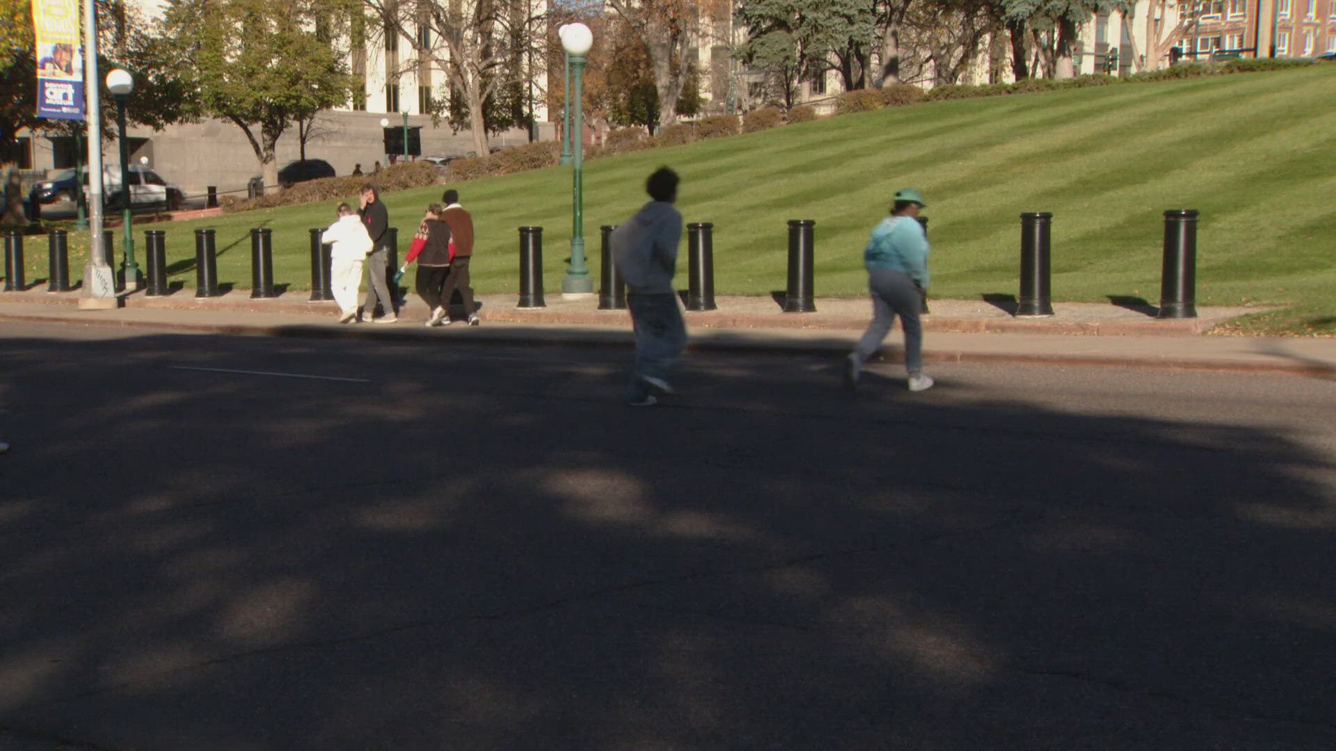 The walkway across Lincoln Street is less about safety and more about being a public art structure for Colorado's 150th birthday.