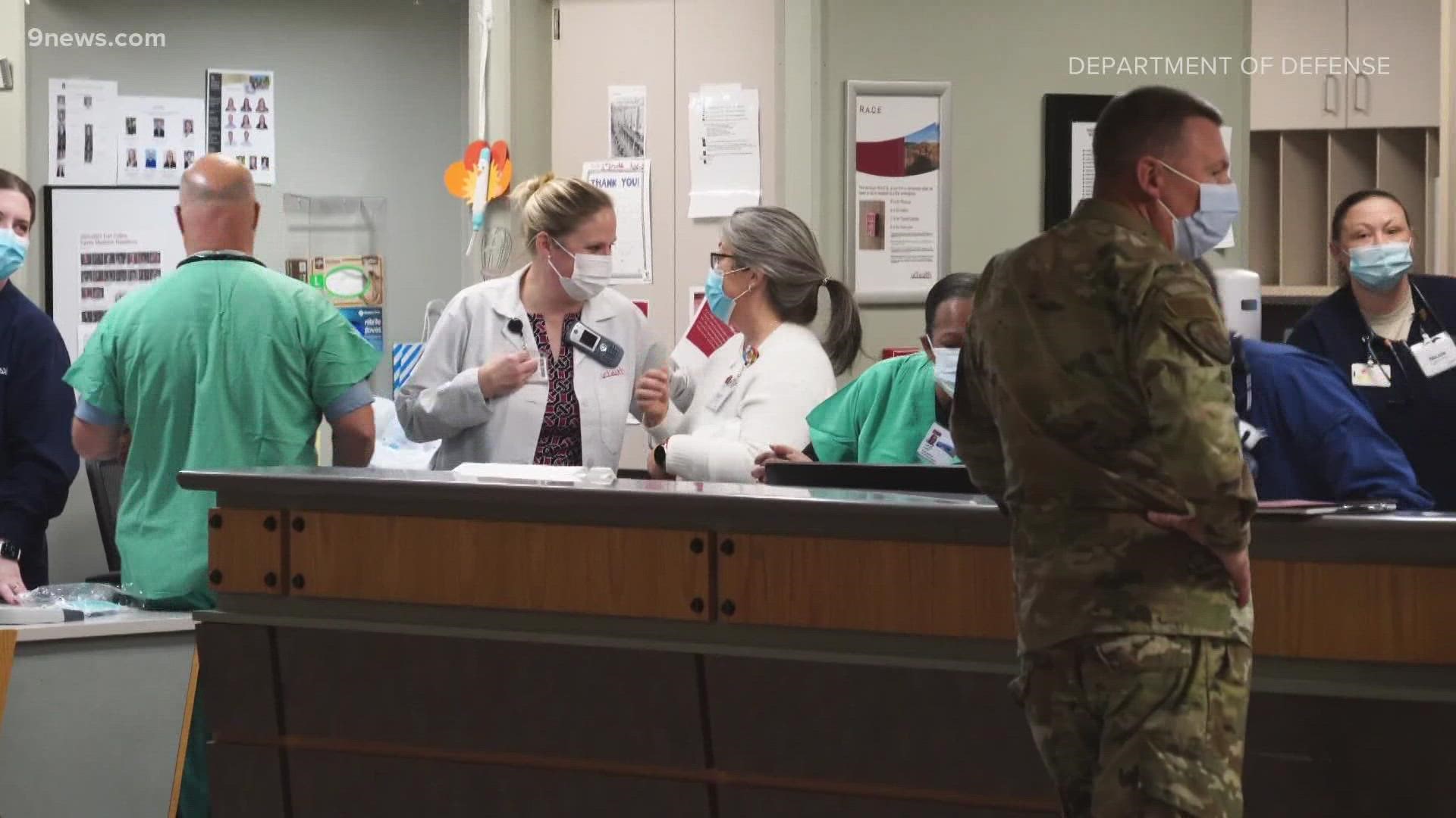 Teams from the Department of Defense have arrived at UCHealth Poudre Valley Hospital to help treat infected patients and relieve stress on doctors and nurses.