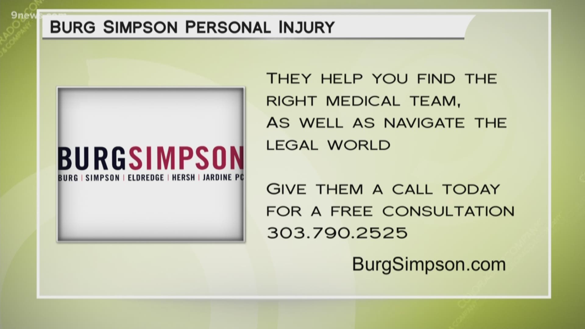 Let Burg Simpson be your legal experts when dealing with medical negligence. Call 303.790.2525 to schedule a free consultation. Learn more at www.BurgSimpson.com.