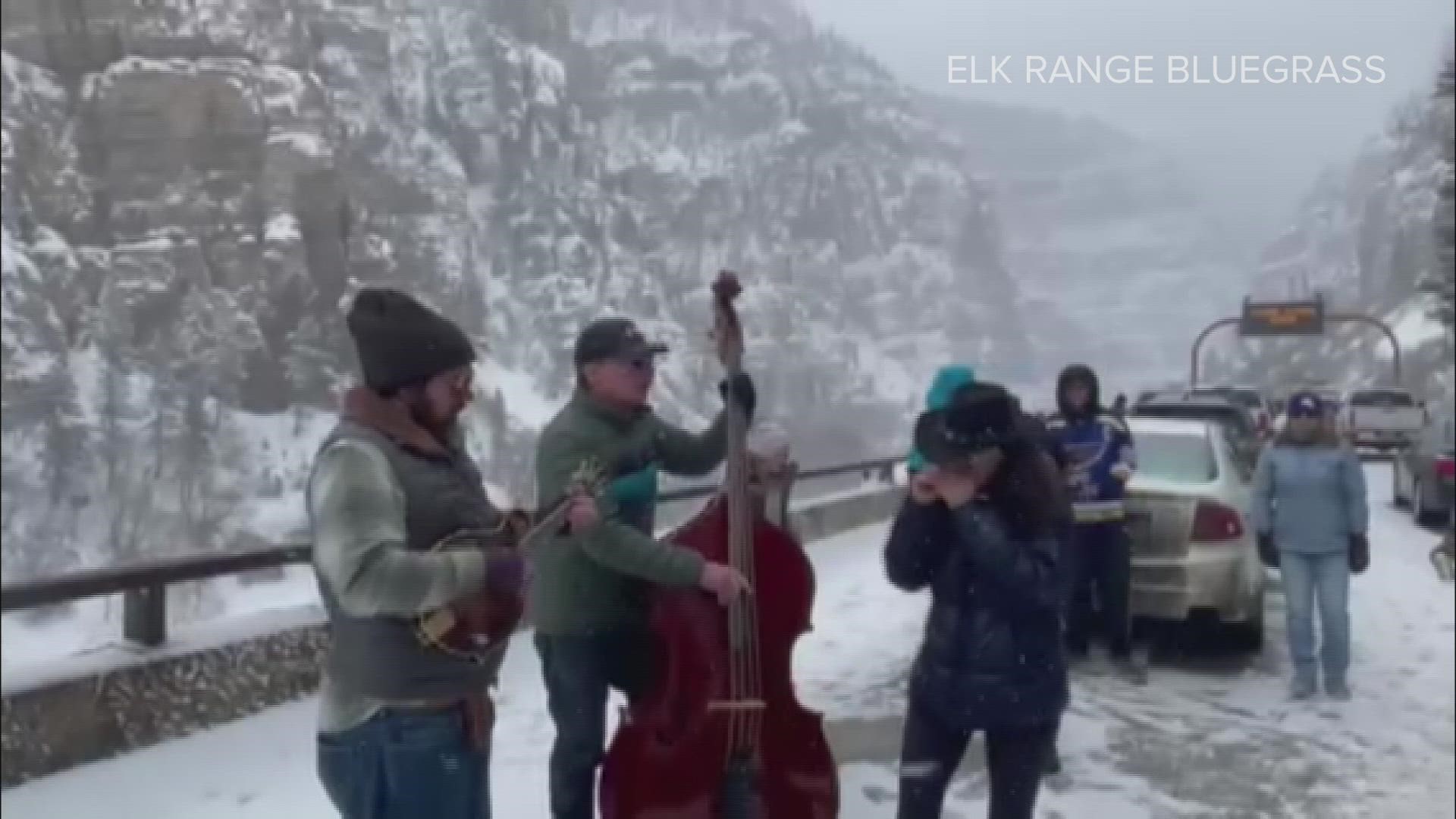 Our viewer Betty sent us this video of her band "Elk Range" getting out of the car and playing some music for the folks stuck on I-70.