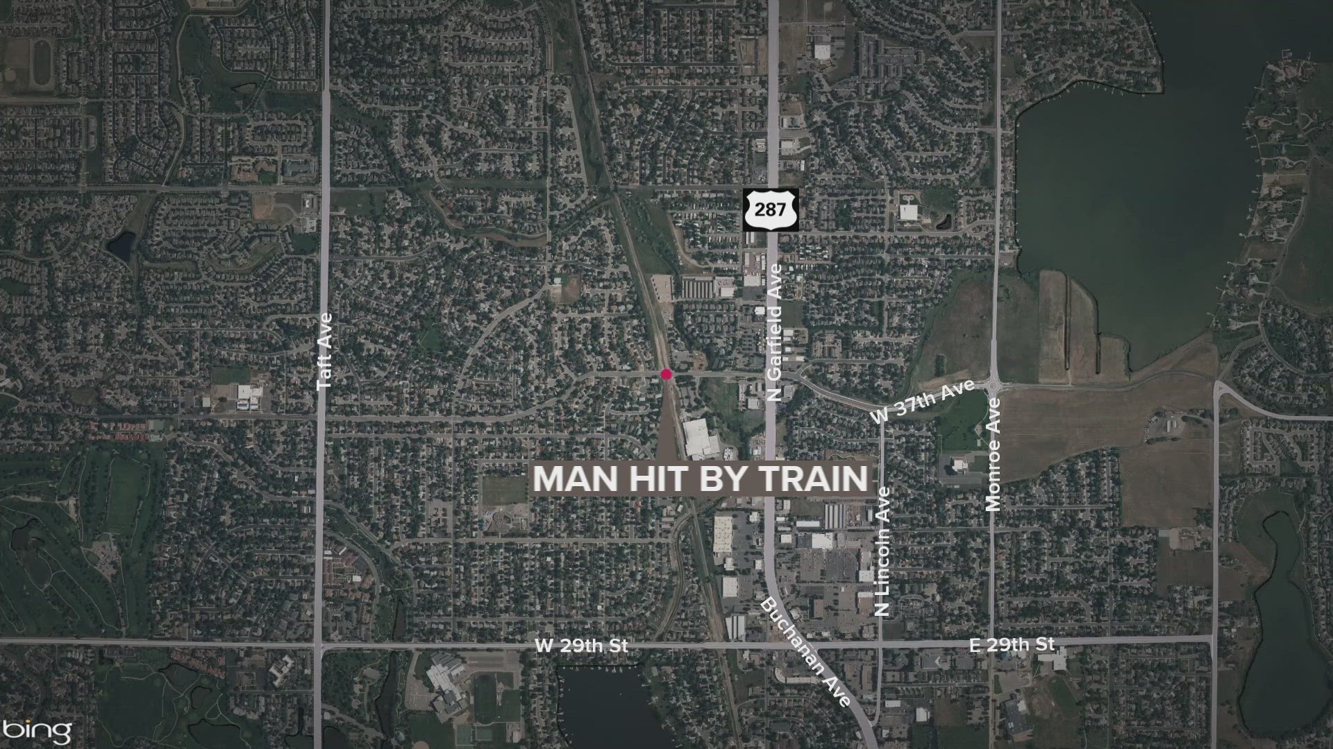 A 29-year-old man was killed Sunday night after being hit by a train in Loveland.