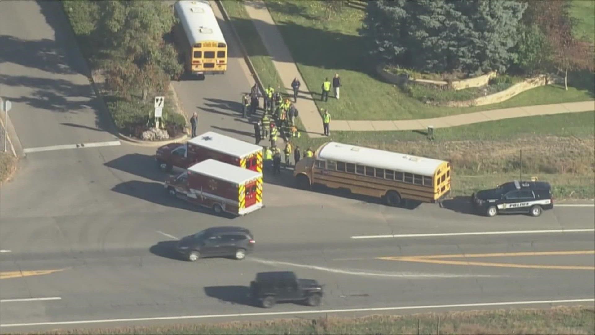 There were 27 Boulder Valley School District students on the bus who were all sent to school on a different bus after being checked for injuries, police said.