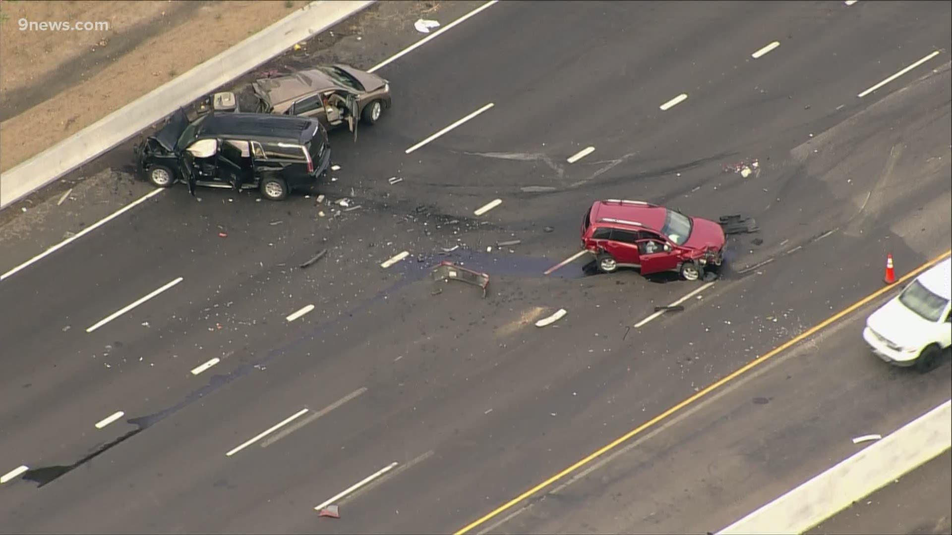 The crash left only one lane open on eastbound I-70 near I-225, Denver Police said.