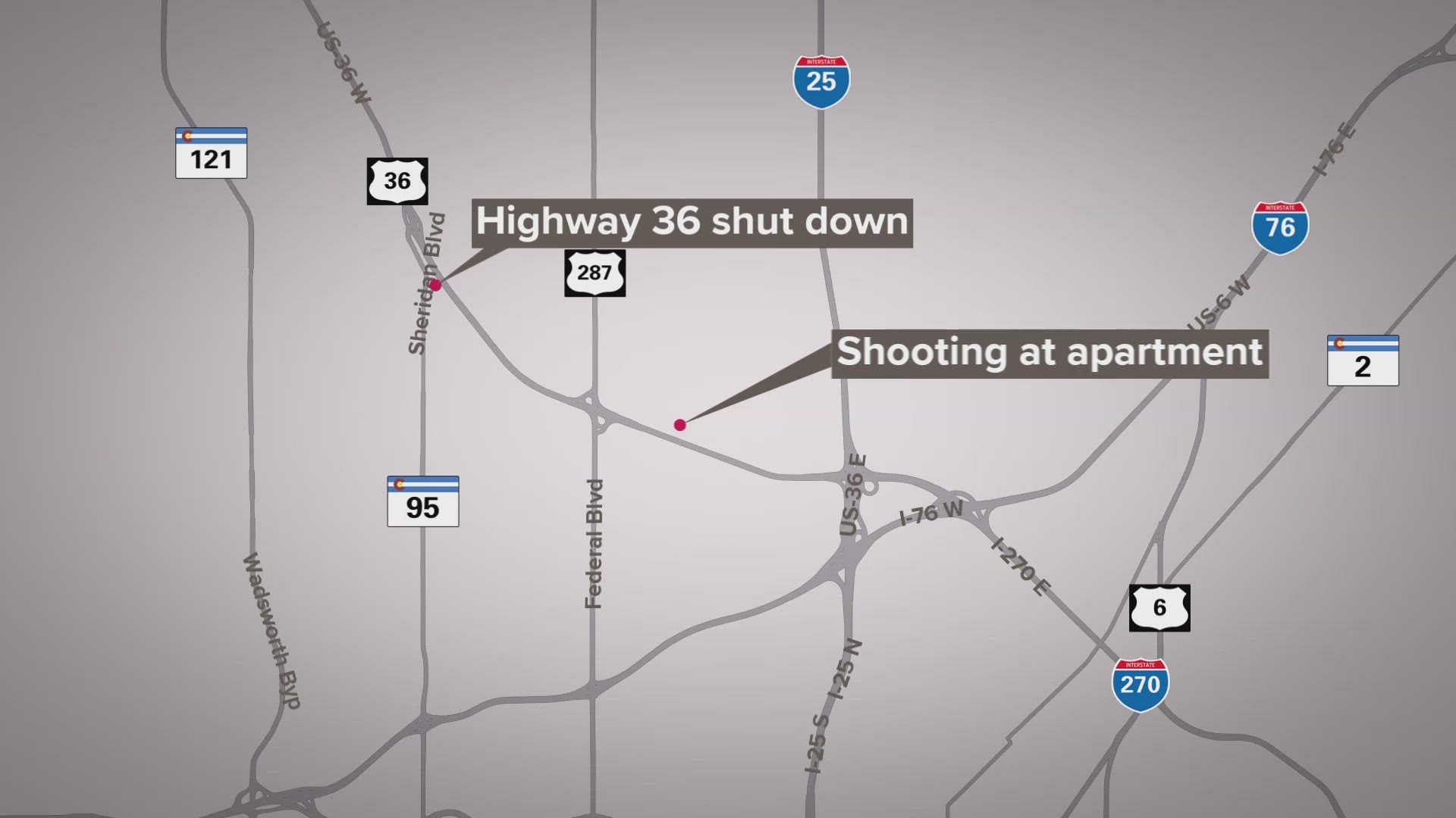 U.S. Highway 36closed Wednesday morning in Westminster for an investigation into a shooting involving deputies.