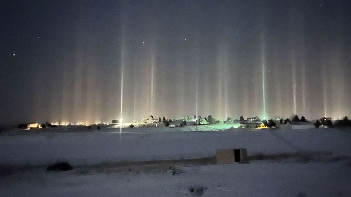 Mysterious beams of light in the sky have been spotted around the world