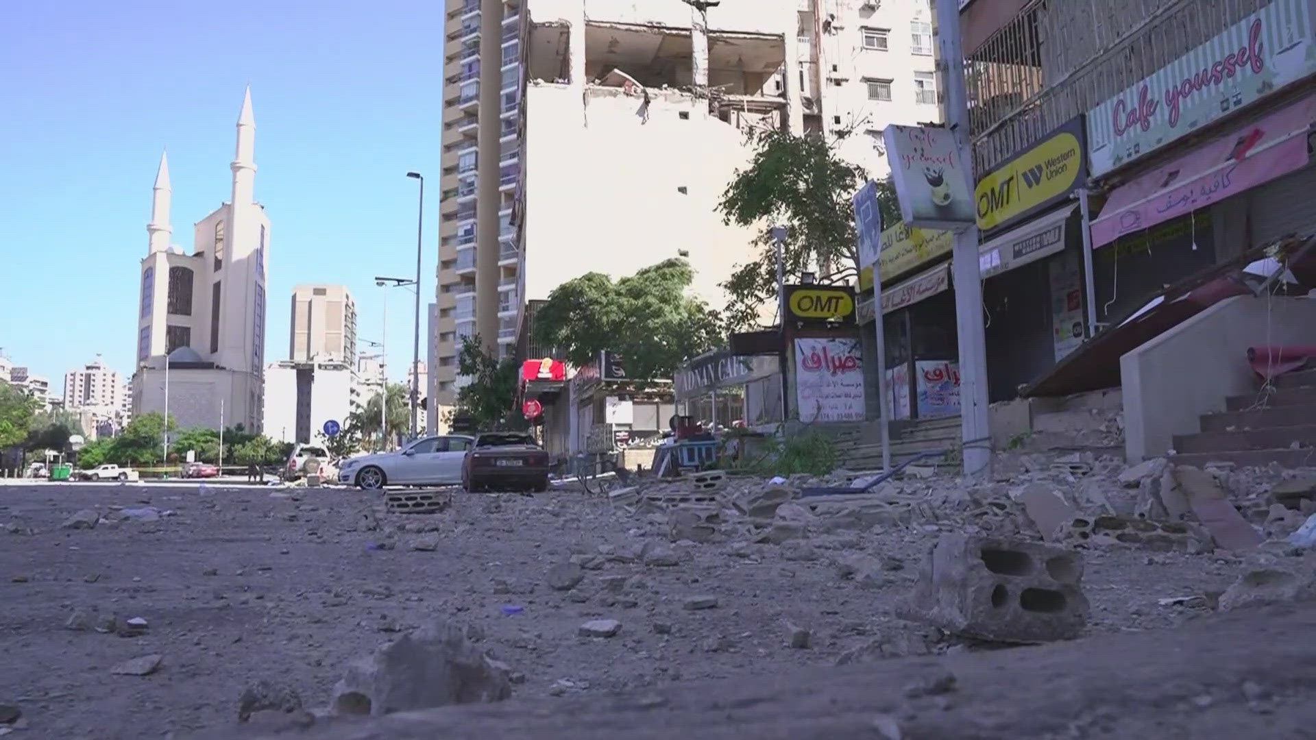 Video shows the aftermath of an Israeli strike on Beirut, Lebanon on Monday.