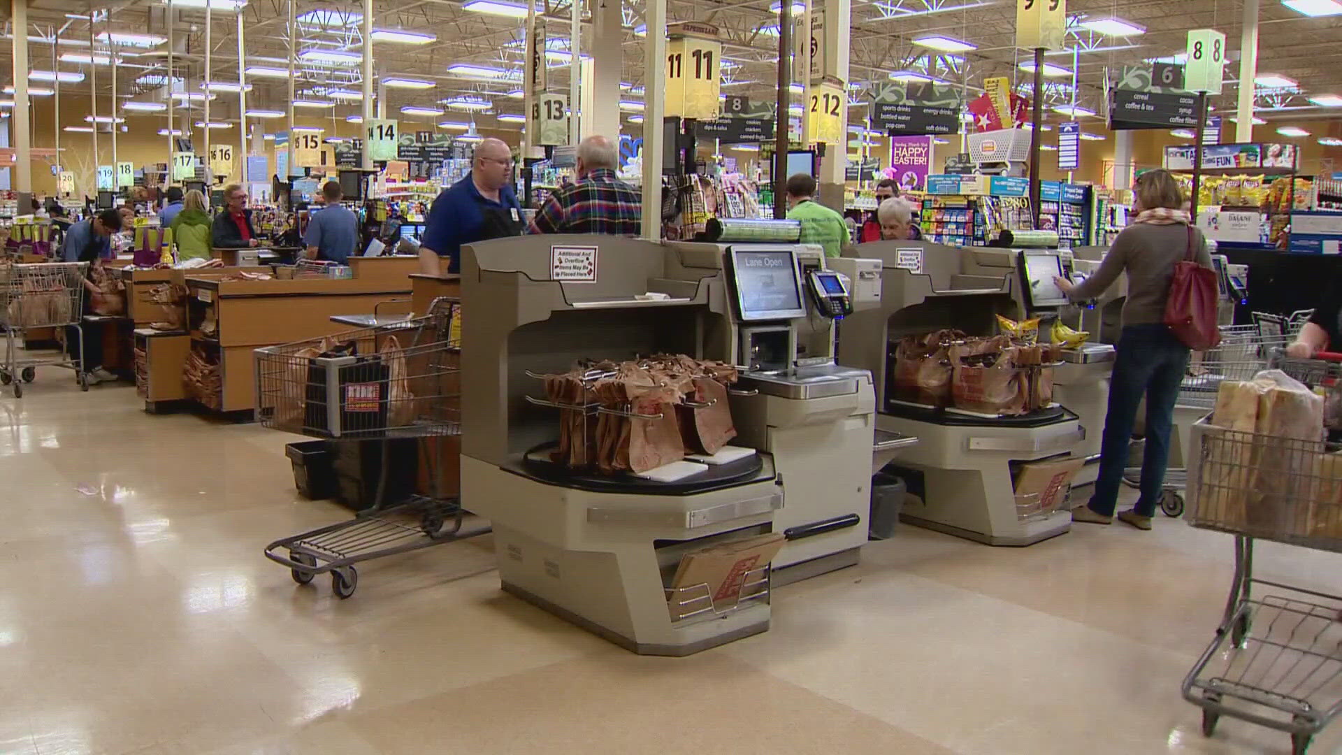 The Federal Trade Commission sued to block a proposed merger between grocery giants Kroger and Albertsons, saying the $24.6 billion deal would eliminate competition.