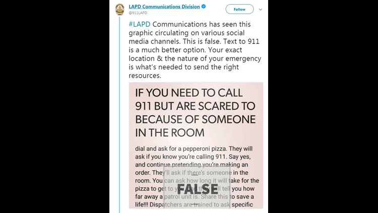 VERIFY: Is there a 'pizza' code for 911 calls? | 9news.com
