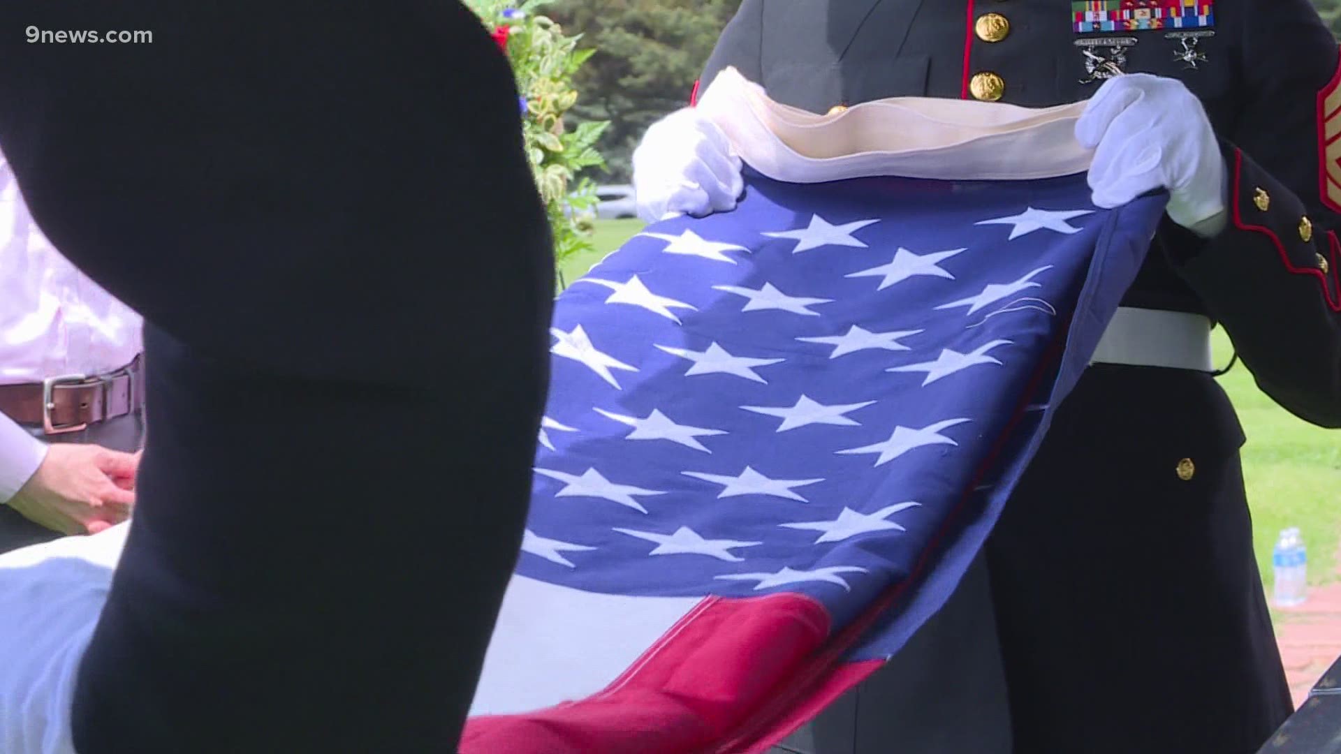 Memorial service for Marine Sgt. Donald Stoddard, who was killed in the Pacific Theater in 1943. His remains were identified last year.