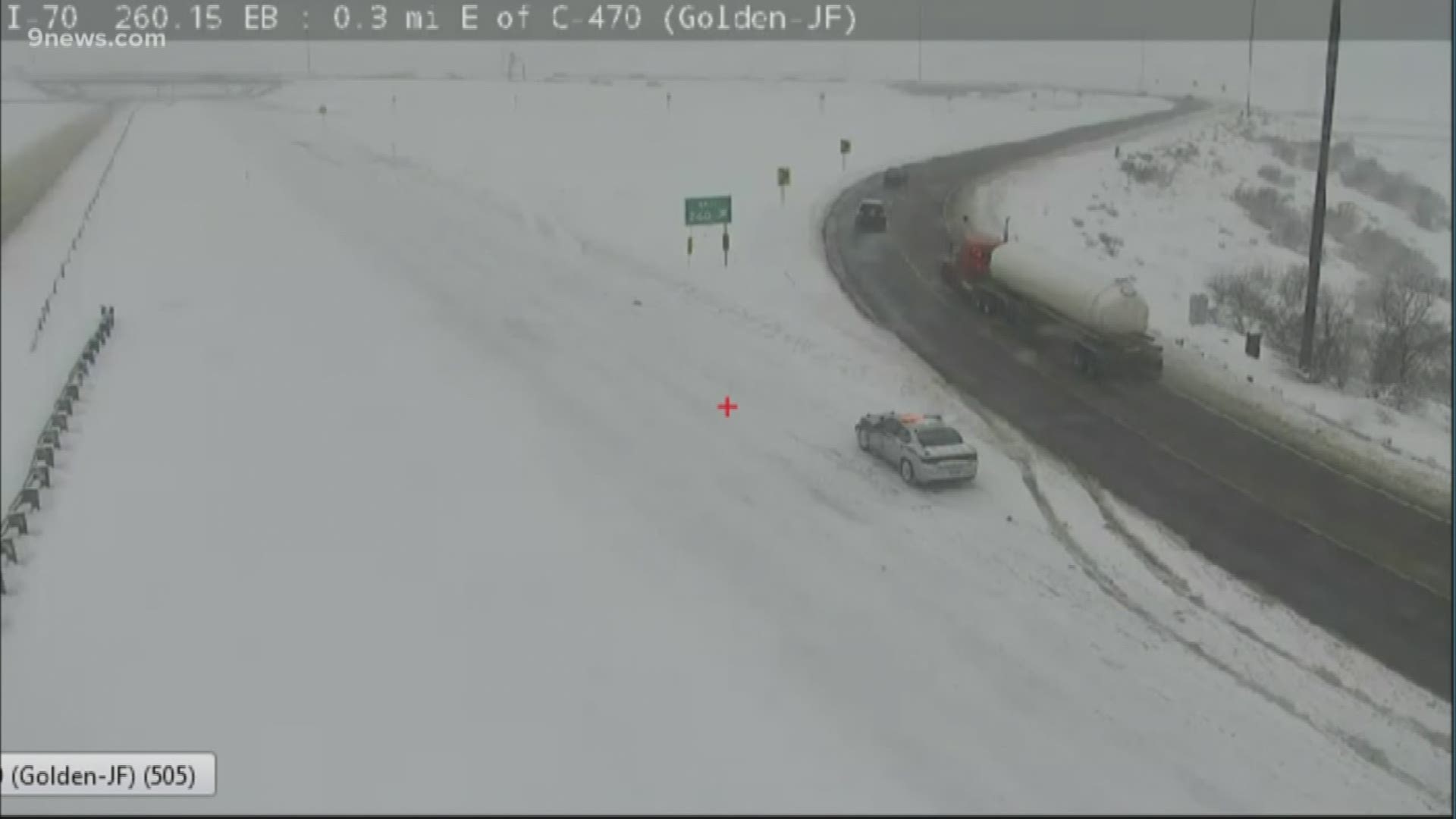 Heavy snow and low visibility lead CDOT to shut down the westbound lanes of I-70 from Golden to the Eisenhower Tunnel.