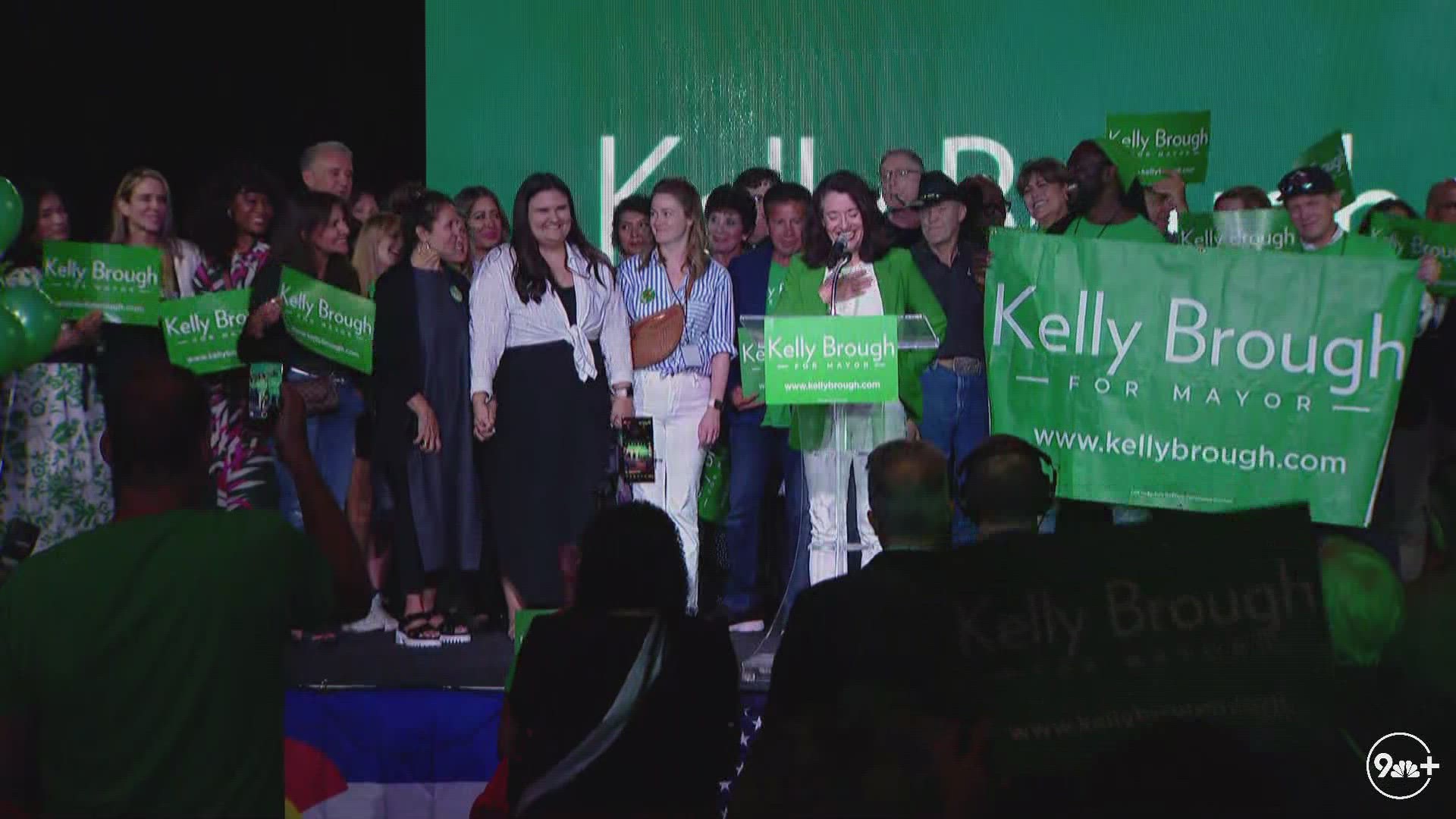 Mike Johnston was leading Kelly Brough by about 9% in the Denver mayor's race runoff election as of 10 p.m. Tuesday night.
