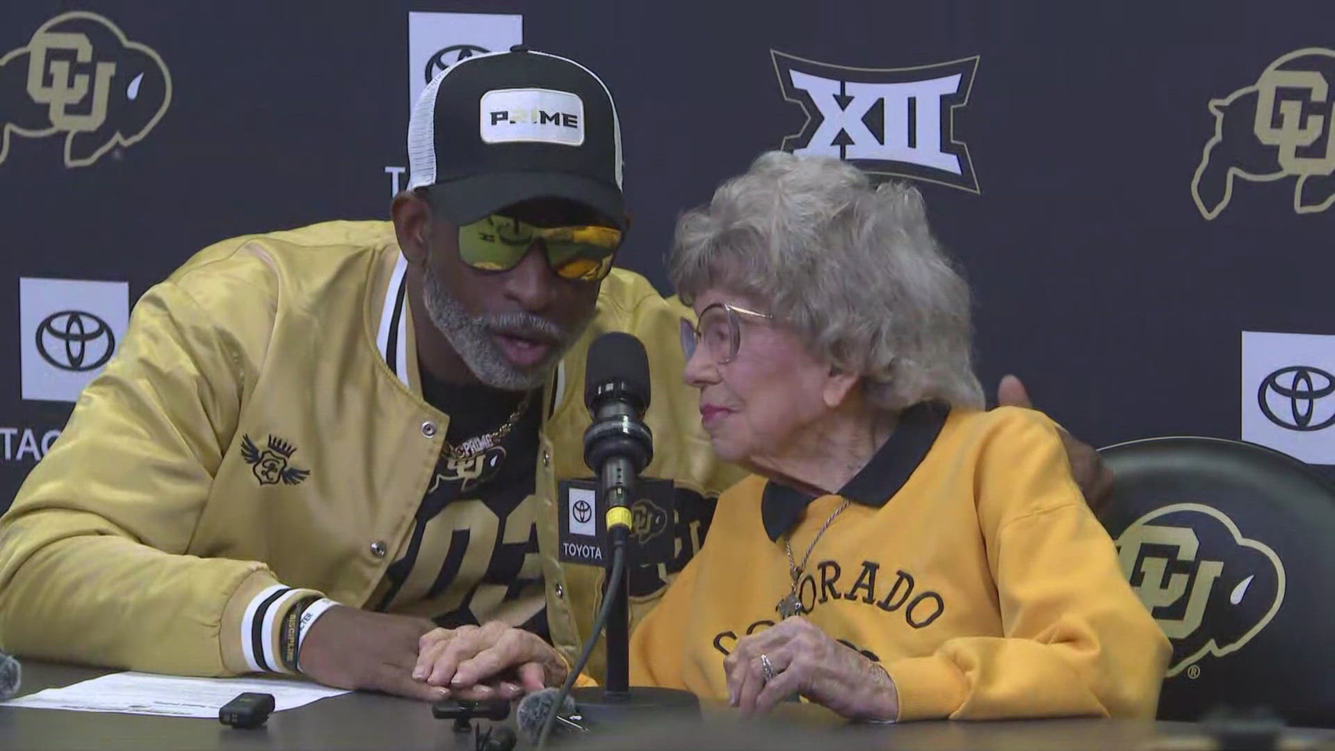 CU's most famous fan, Peggy Coppom, made an appearance at Coach Prime's weekly news conference Tuesday, which also happened to be her 100th birthday.