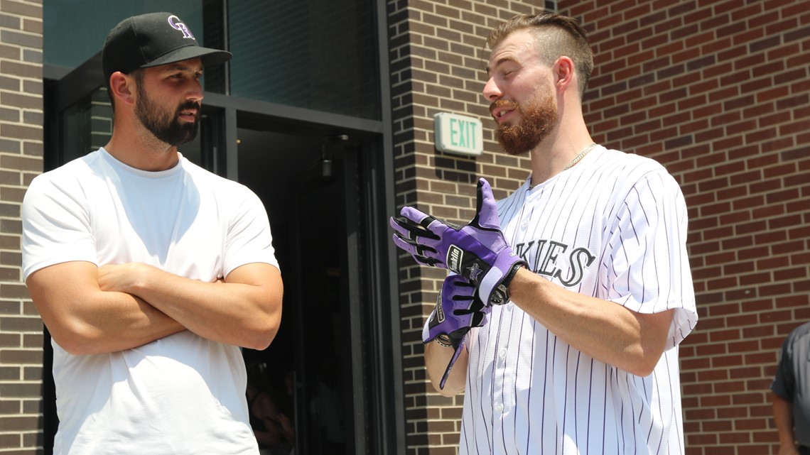 Vinny Castilla jokes with reporters after Colorado Rockies officials  announced that Castilla will return to the baseball club on Monday, Aug.  14, 2006, in Denver. Castilla, who played for several seasons for