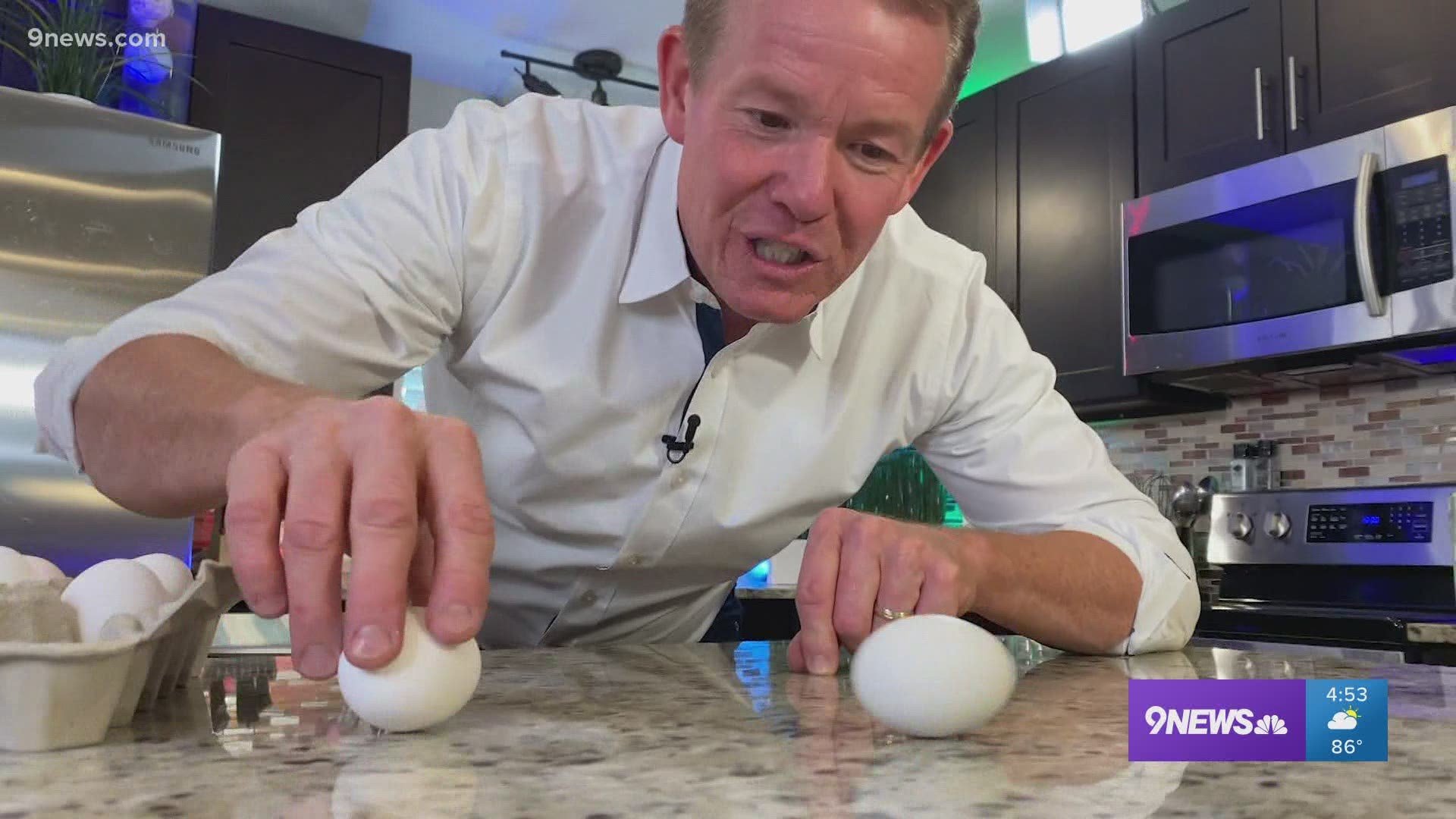 Steve Spangler shows two fun challenges involving eggs.
