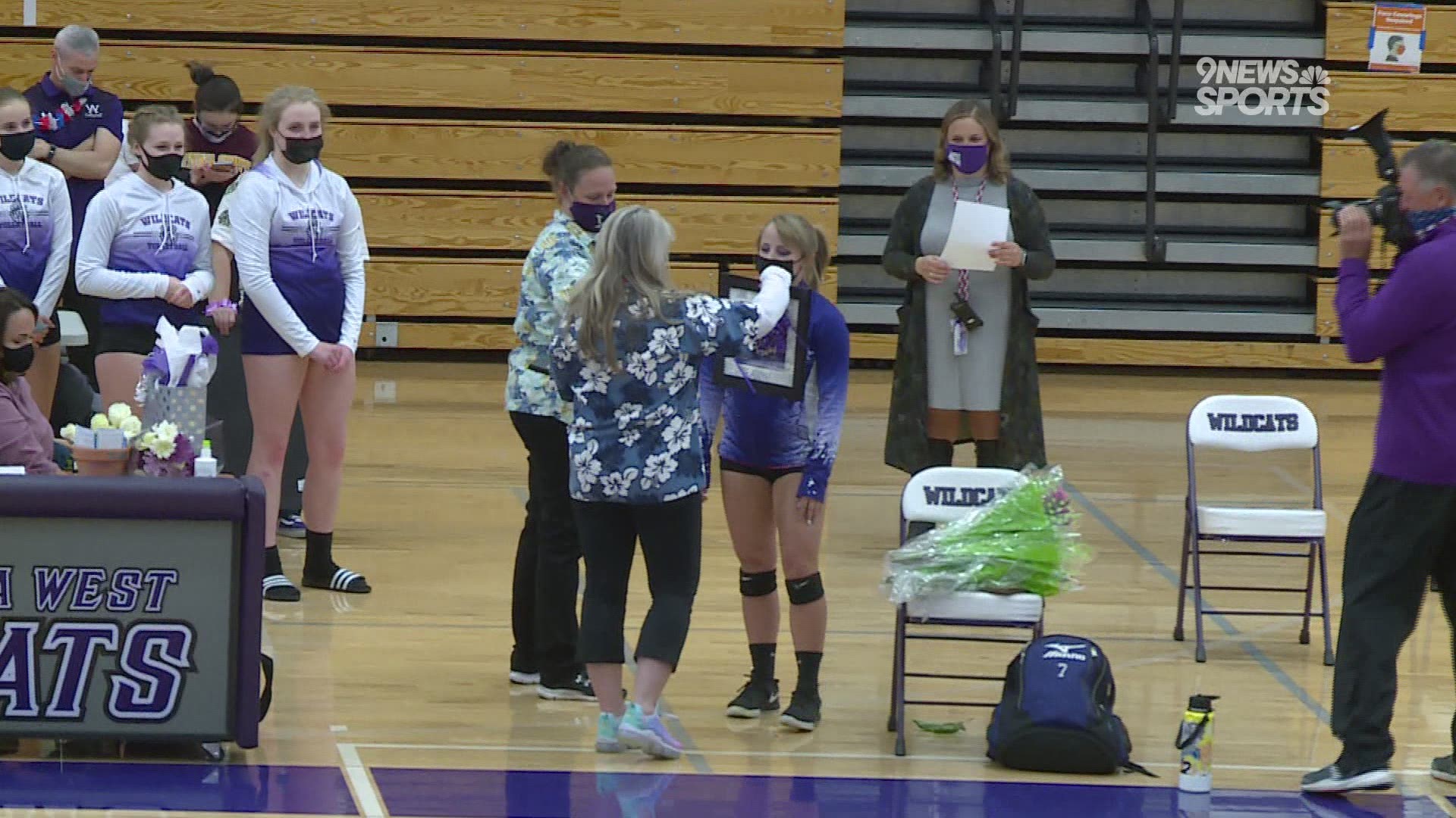 The Rebels are now 8-0 after winning in three sets on Monday night, but it was a special evening for Arvada West as they honored long-time head coach Debra Pospisil.