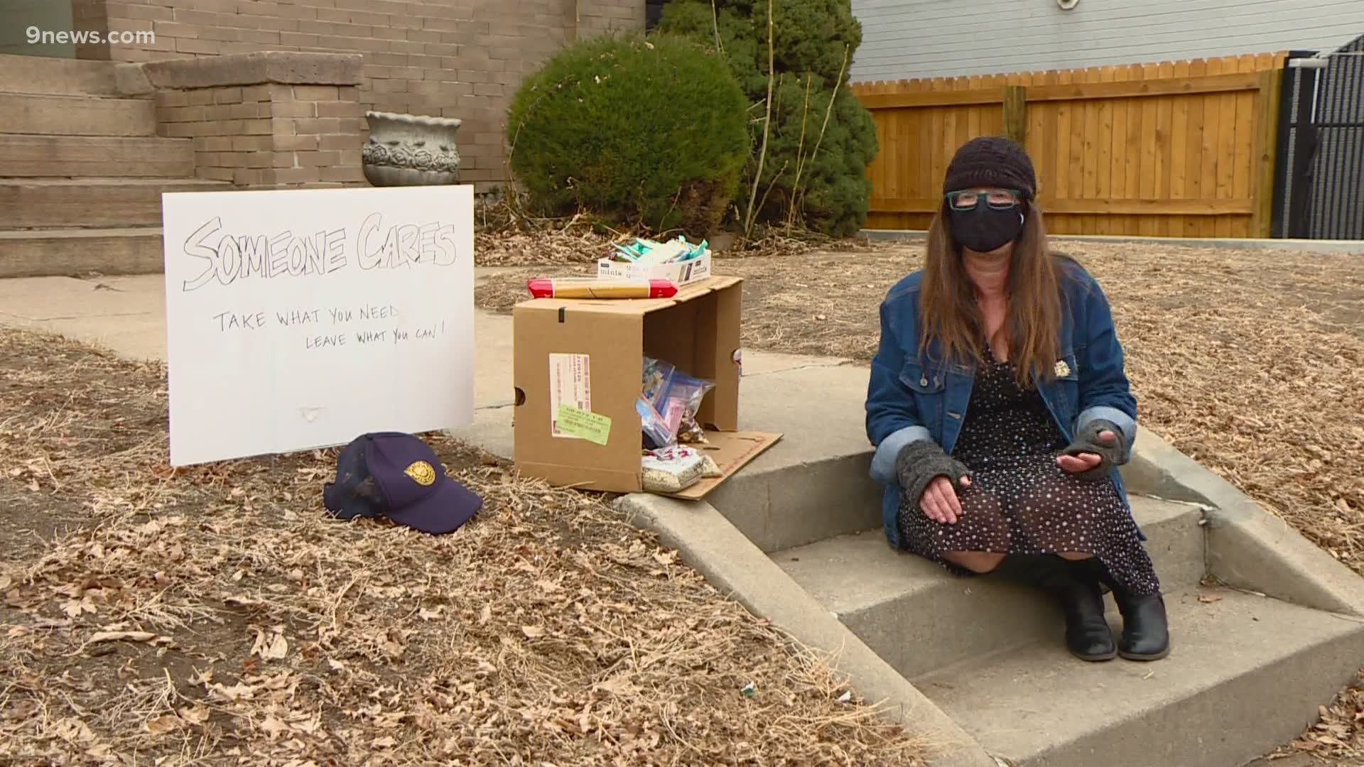 Congress Park resident Shannon Bowers has set up a food pantry on her front steps.