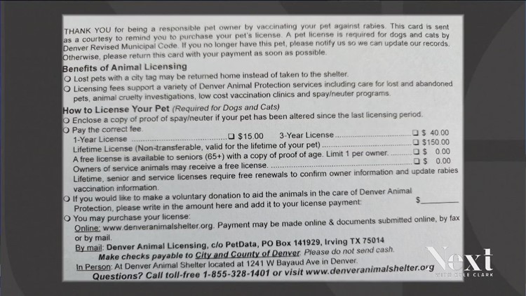 Next Question: Is Denver's pet license mailer legitimate?