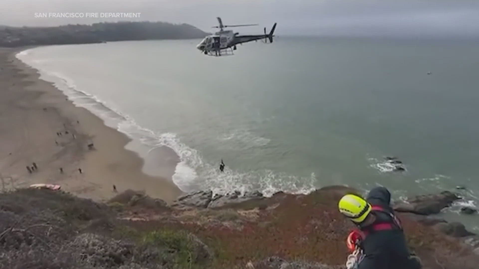 Officials said the man said a rock slipped out from under him and he fell down the cliffside.