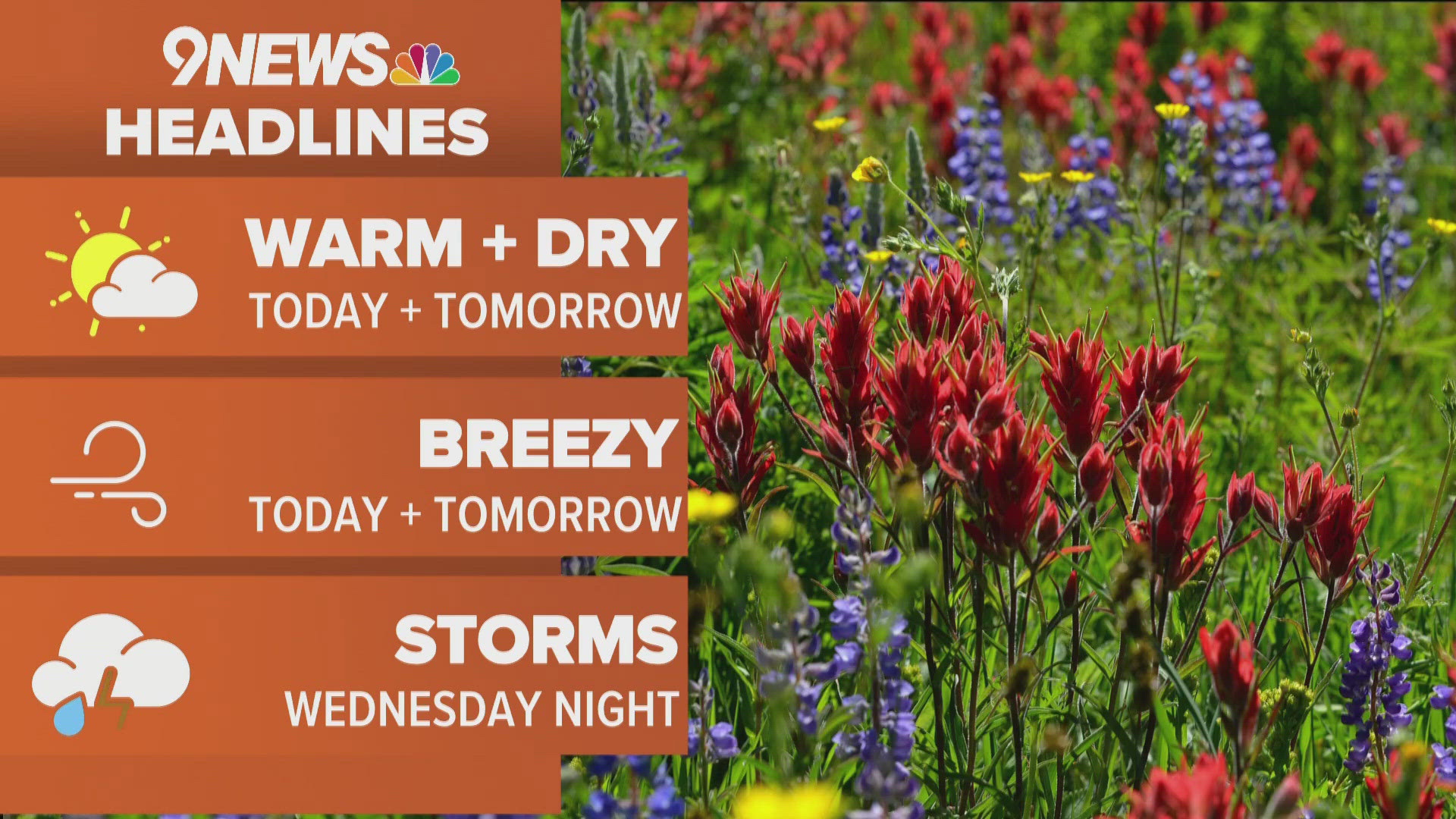 Colorado will stay mild and dry again Tuesday before a chance for storms on Wednesday and a chilly/rainy Thursday.