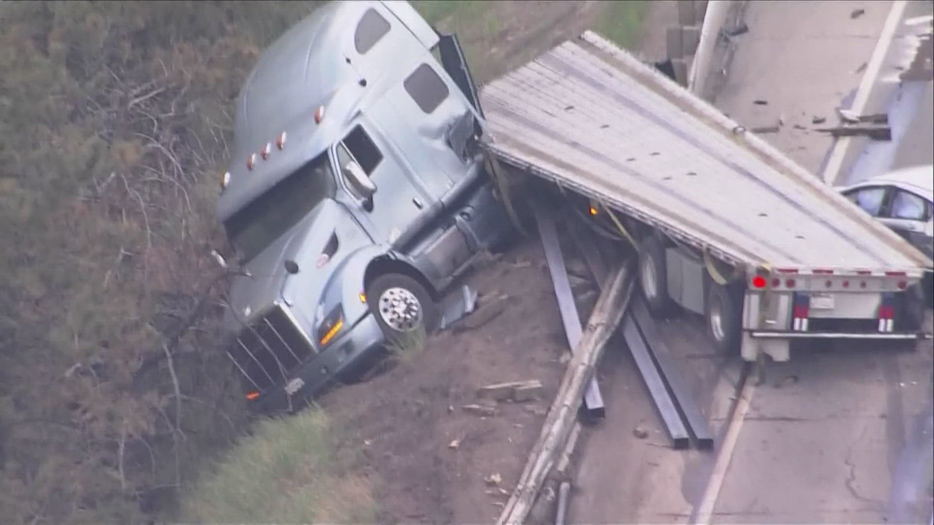 A semi driven by Ignacio Cruz-Mendoza went off the edge of the road, rolled onto its side and dumped pipe and angle iron on top of five other vehicles in June.