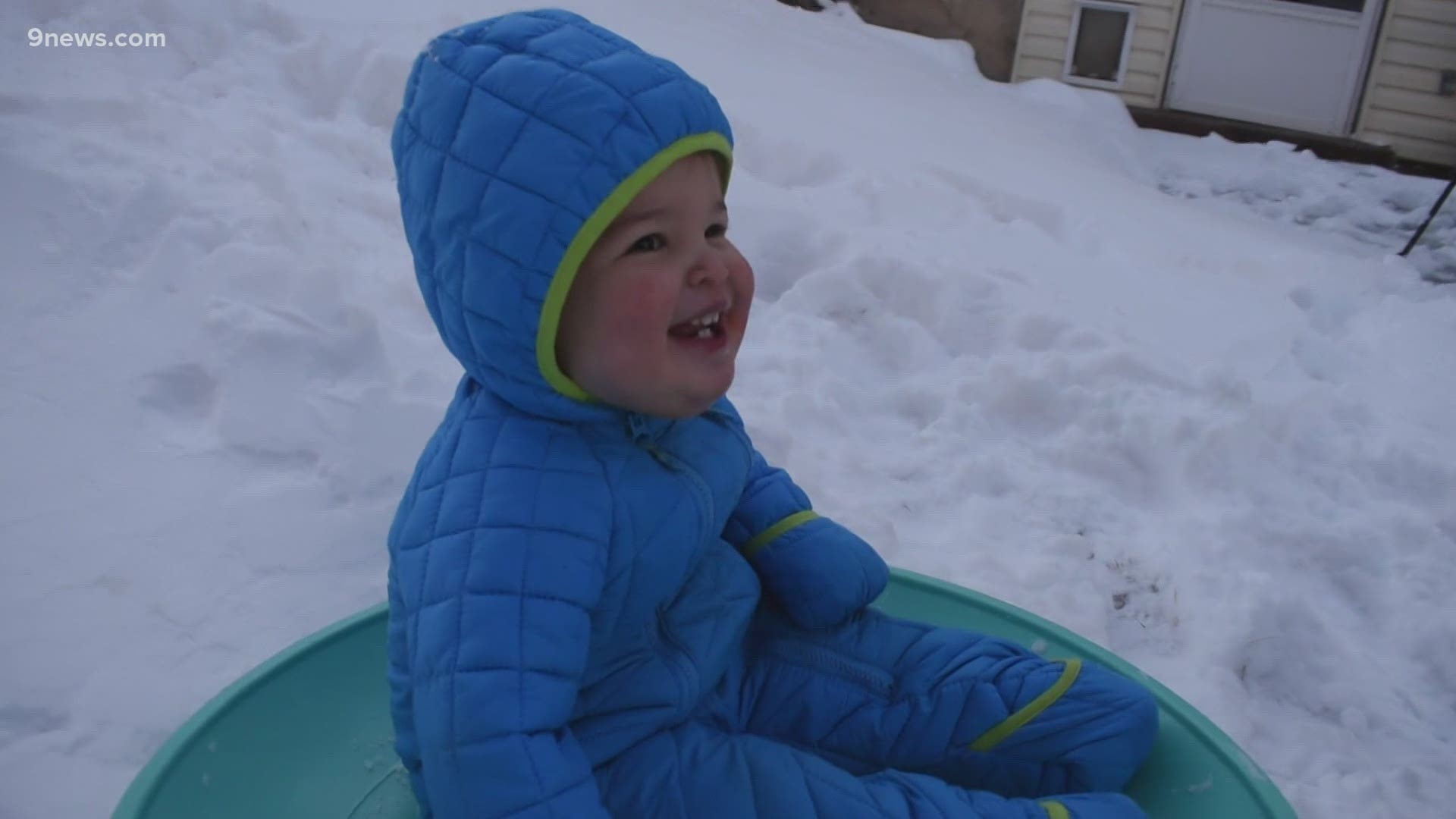 Philip got to experience the joy of sledding for the very first time on Wednesday.