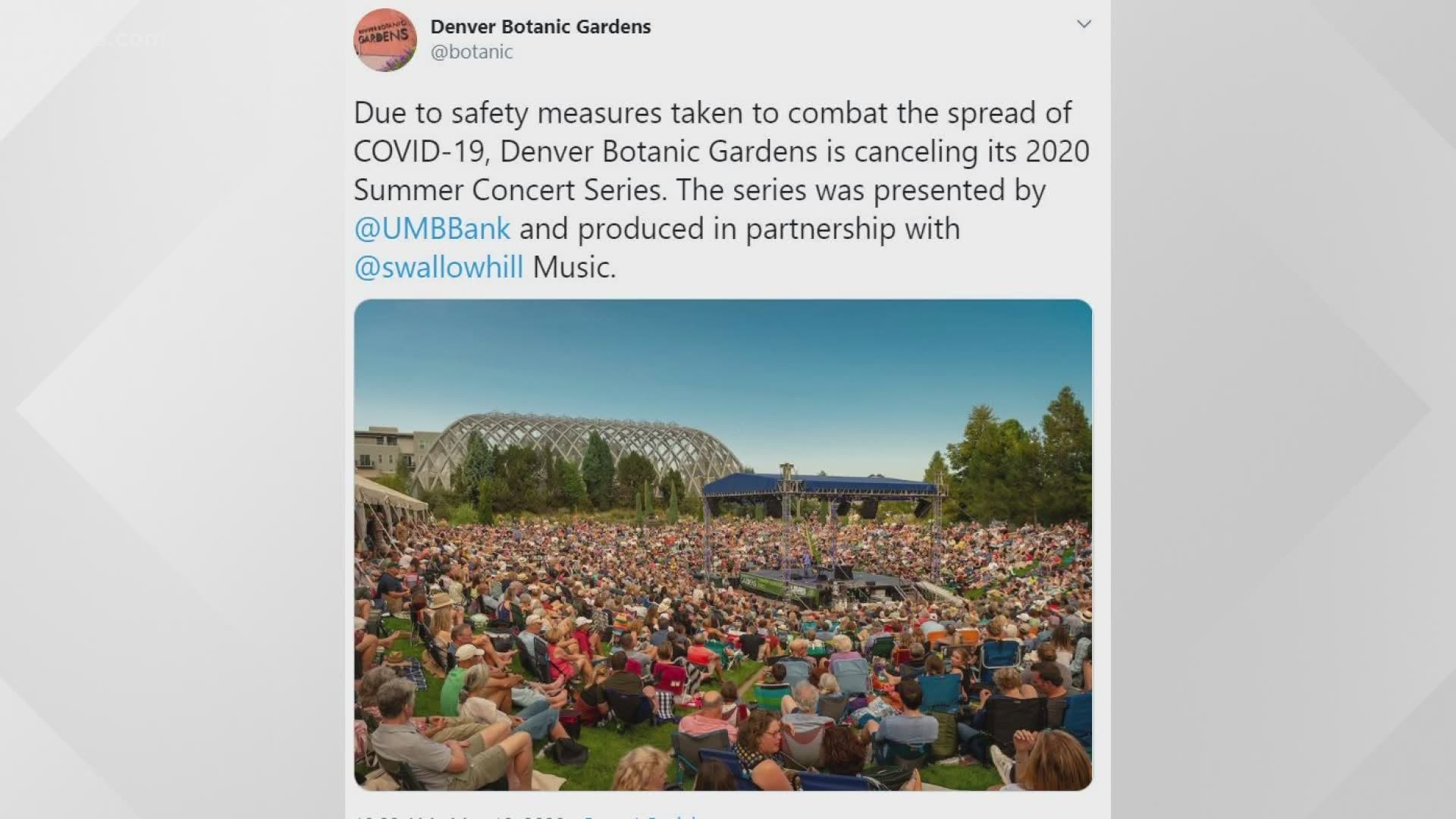 Randy Newman, DeVotchKa, Chris Botti and more were scheduled to perform at Denver Botanic Gardens UMB Bank Amphitheater in 2020.