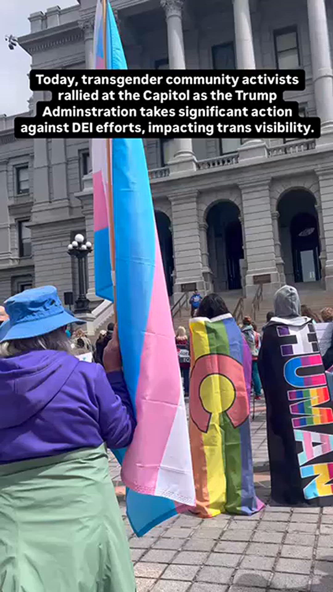 Today, transgender community activists rallied at the Capitol as the Trump Administration takes significant action against DEI efforts, impacting trans visibility.