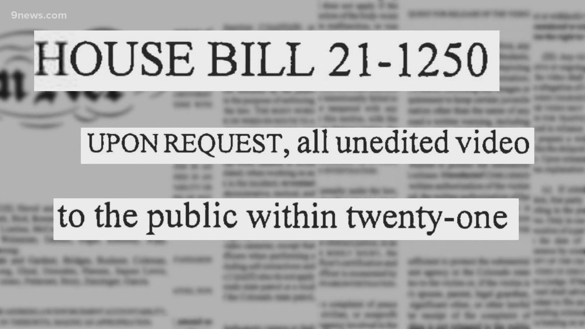 HB21-1250 requires video to be released within 21 days of a request, with some exceptions.