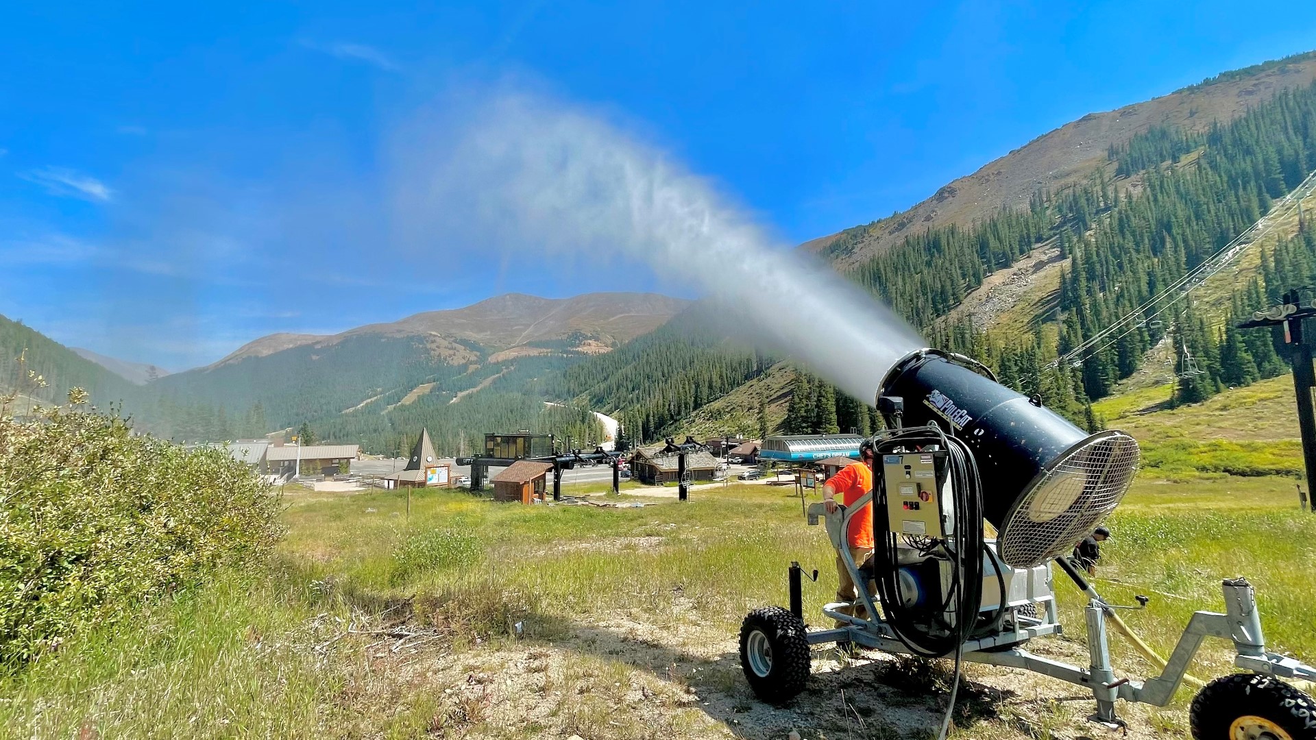 Loveland Ski Area unleashed its snowguns for testing on Wednesday, Sept. 8, 2021. The Colorado ski area hopes to begin snowmaking in 3 weeks.