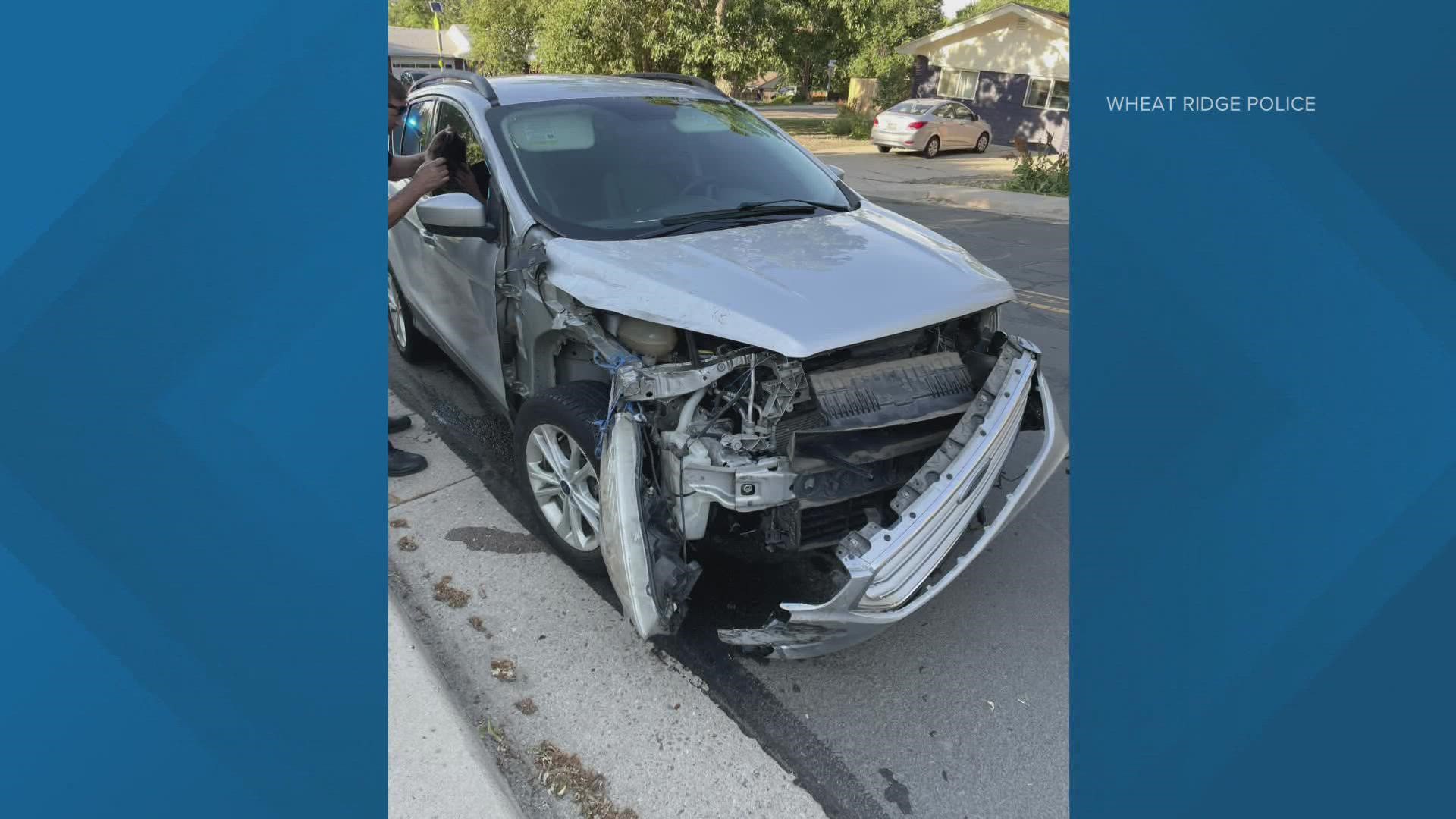Wheat Ridge Police recovered the car that drove off, but the driver and passenger fled on foot – 38th Avenue was closed between Independence Ave. and Johnson Street.