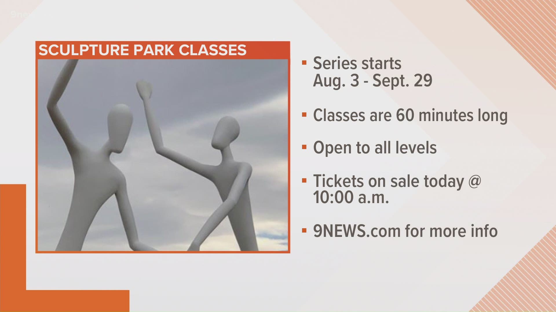 Denver Arts & Venues has a new partnership involving 10 local fitness studios who will put on fitness classes at Sculpture Park in downtown Denver.