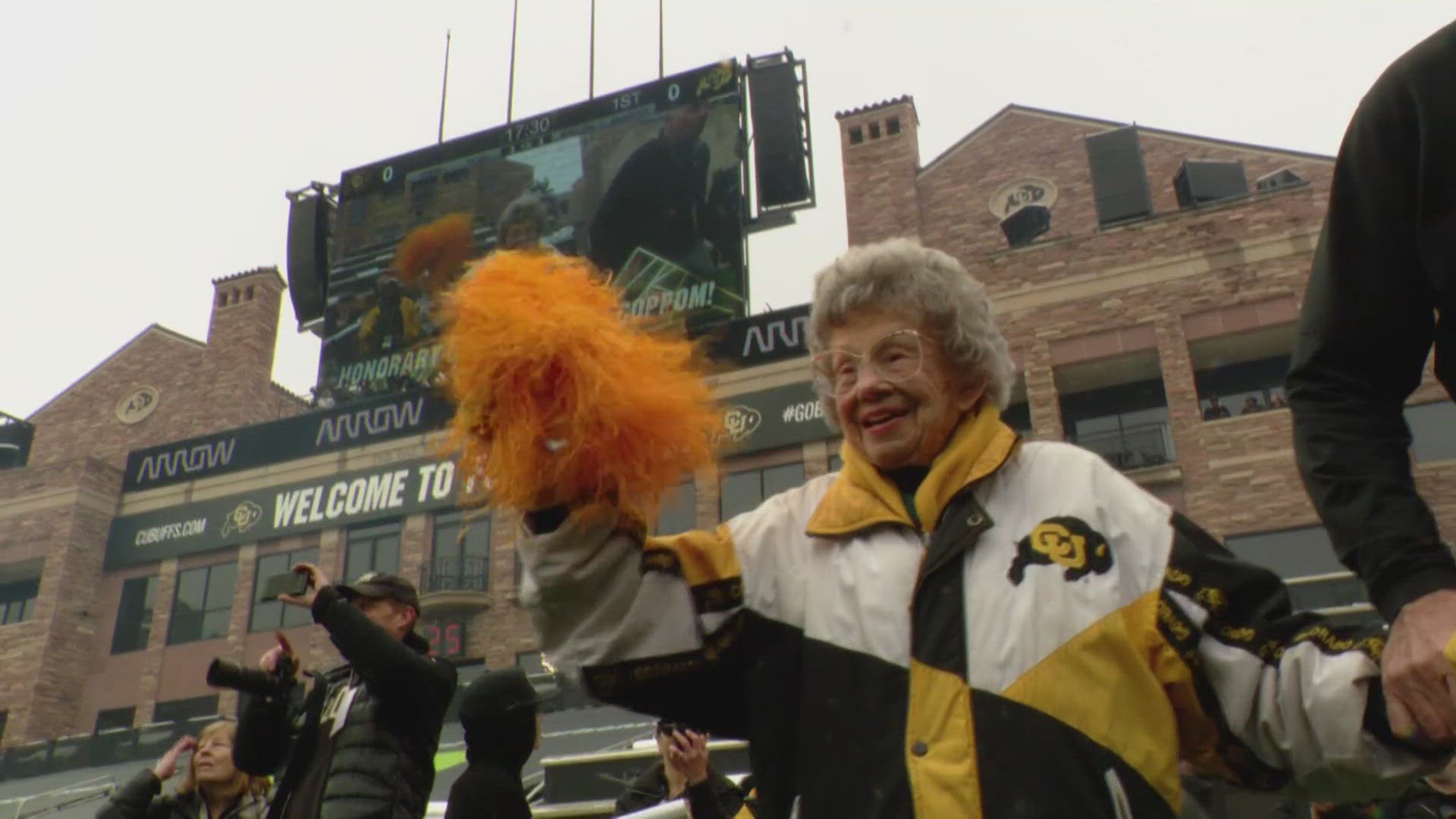 CU superfan Peggy Coppom turns 100 Tuesday. At a news conference last week, Coach Prime made sure to tell reporters just how loved she is.