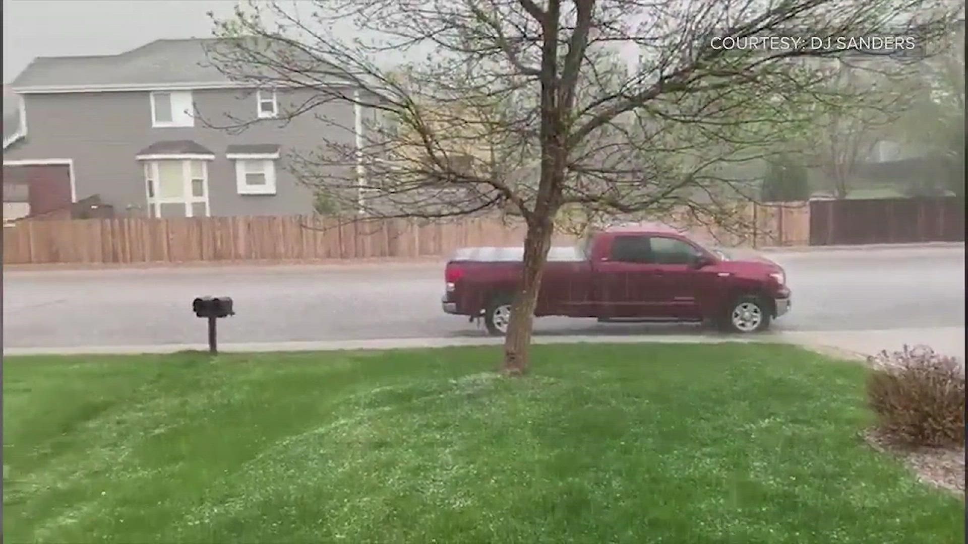 Photos and video showed pea-sized hail blanketing the ground in Broomfield, Westminster, Brighton and Thornton.