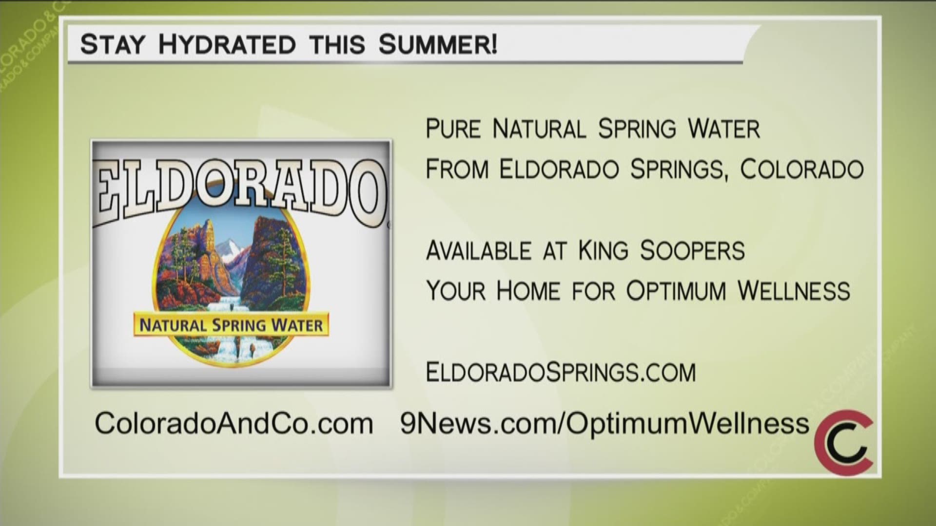 Find the full recipe for the Gazpacho at www.ColoradoAndCo.com. Eldorado Natural Spring Water is available at your neighborhood King Soopers, your home for Optimum Wellness. Learn more at www.EldoradoSprings.com. THIS INTERVIEW HAS COMMERCIAL CONTENT. PRODUCTS AND SERVICES FEATURED APPEAR AS PAID ADVERTISING.