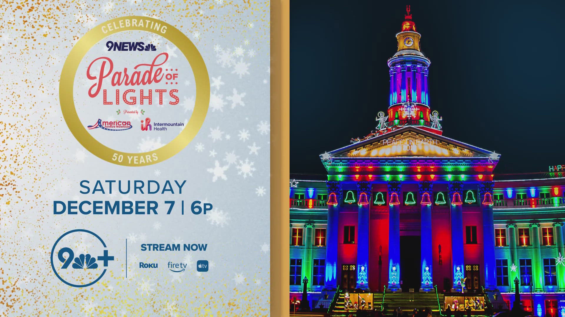 Colorado's brightest holiday tradition is returning for a 50th year. The 9NEWS Parade of Lights will celebrate its 50th anniversary on Saturday, Dec. 7, in Denver.