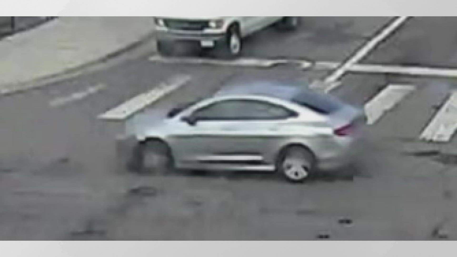 The suspect and the female arrived at the scene in a silver Chrysler 200 with slight damage to the left front quarter panel, Colorado license plate ALO I76.