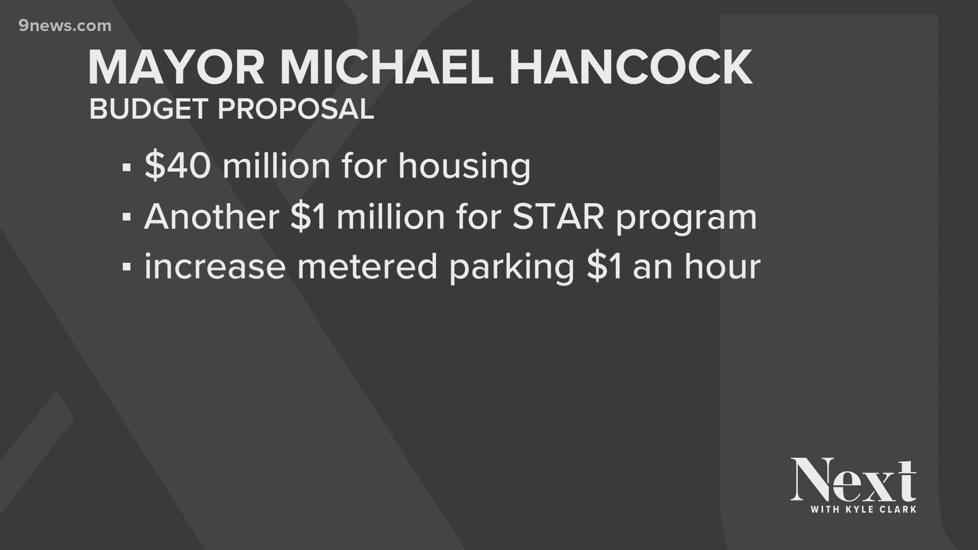 Mayor Michael Hancock's budget proposal released Tuesday includes a plan to raise metered parking rates from $1 to $2 an hour.