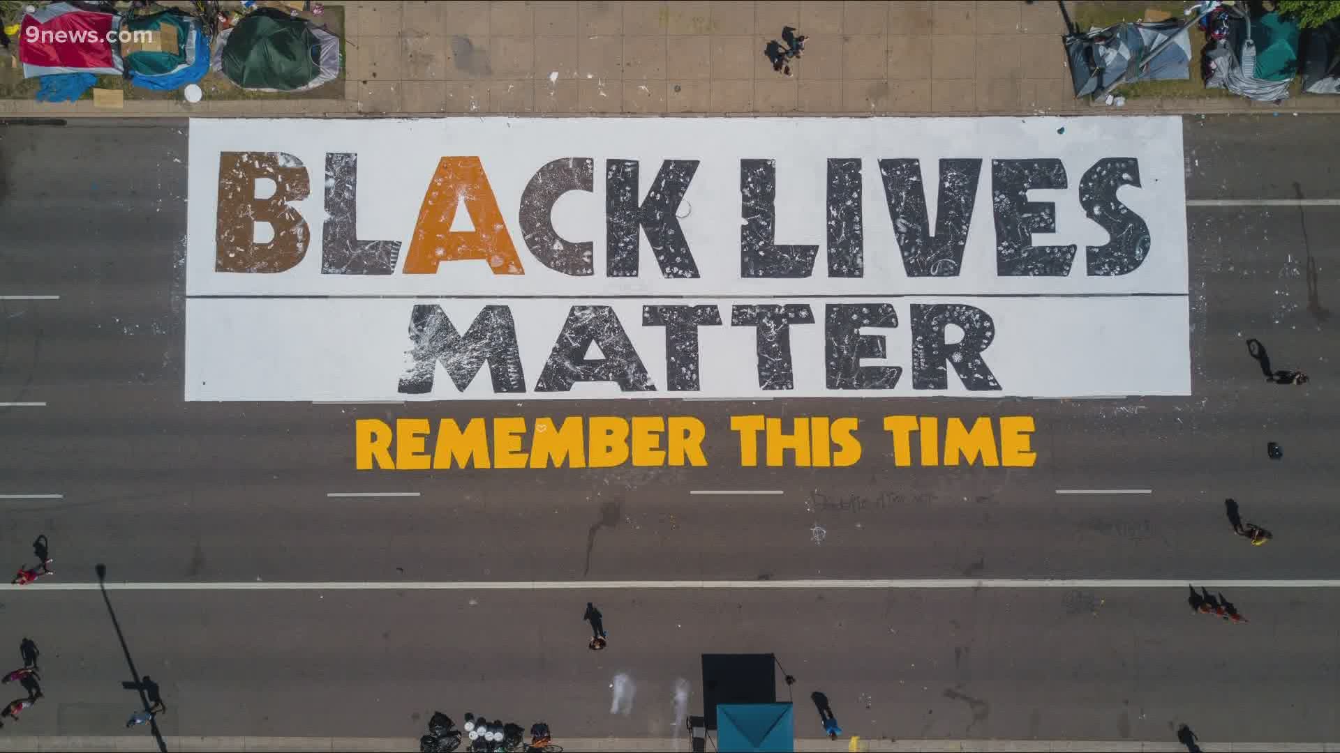 Black Lives Matter mural painted on Broadway near the Capitol.