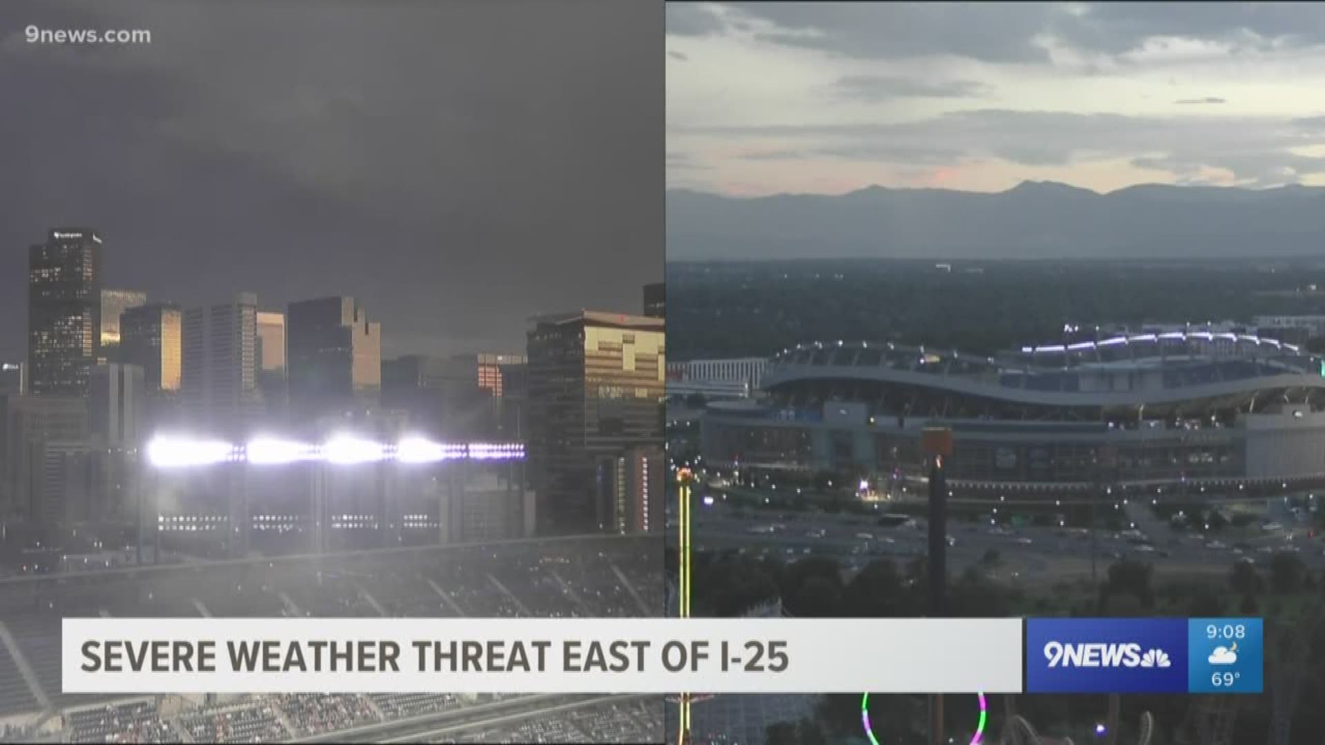 Fans at the game were asked to take shelter in covered concourse areas until the storm passed.