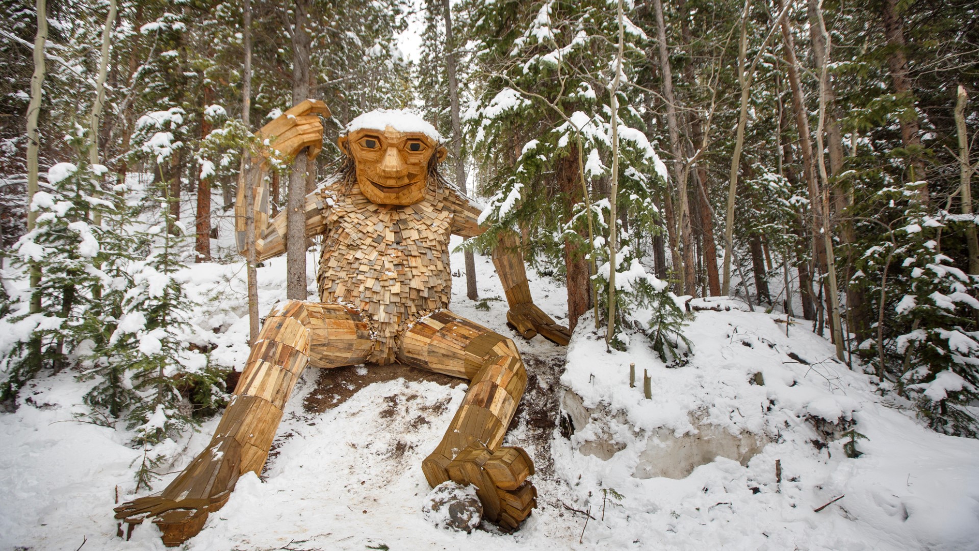 Isak Heartstone—the giant wooden troll in Breckenridge—is back