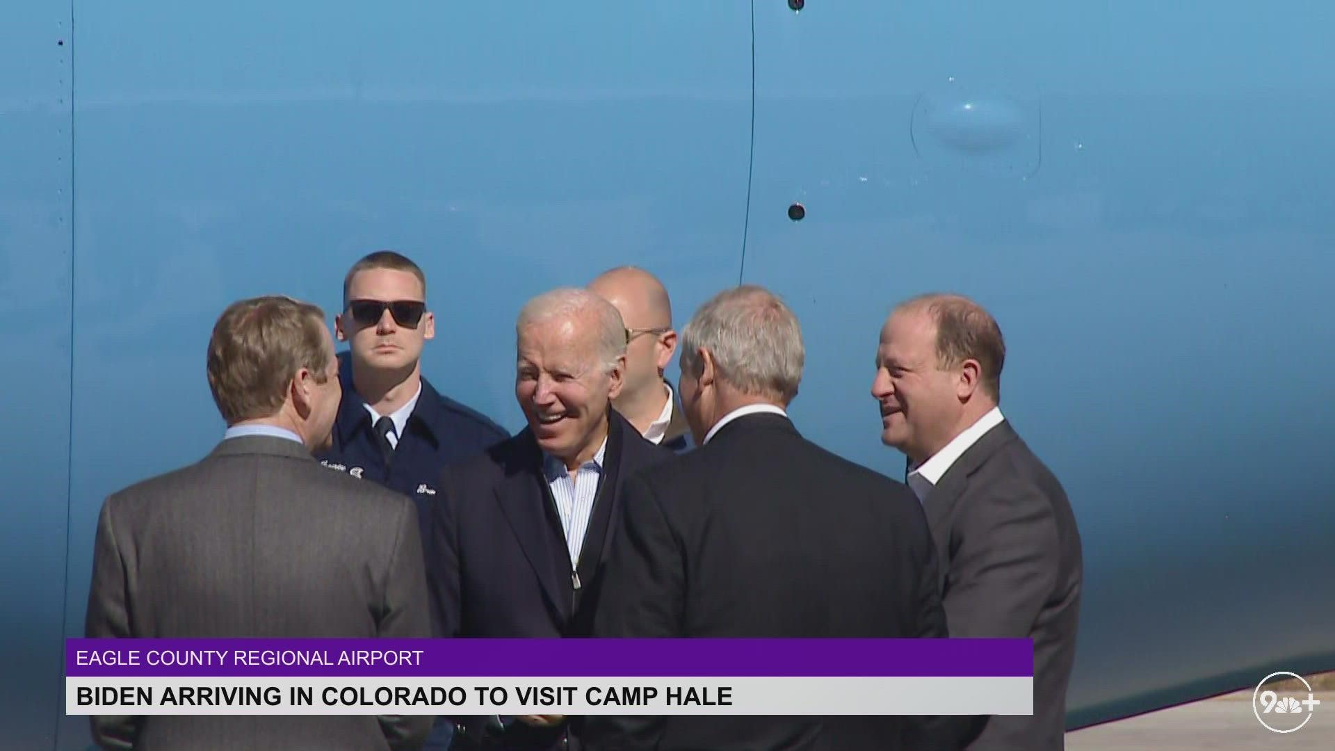 President Joe Biden landed at the Eagle County Regional Airport on Wednesday ahead of a visit to designate Camp Hale as a national monument.
