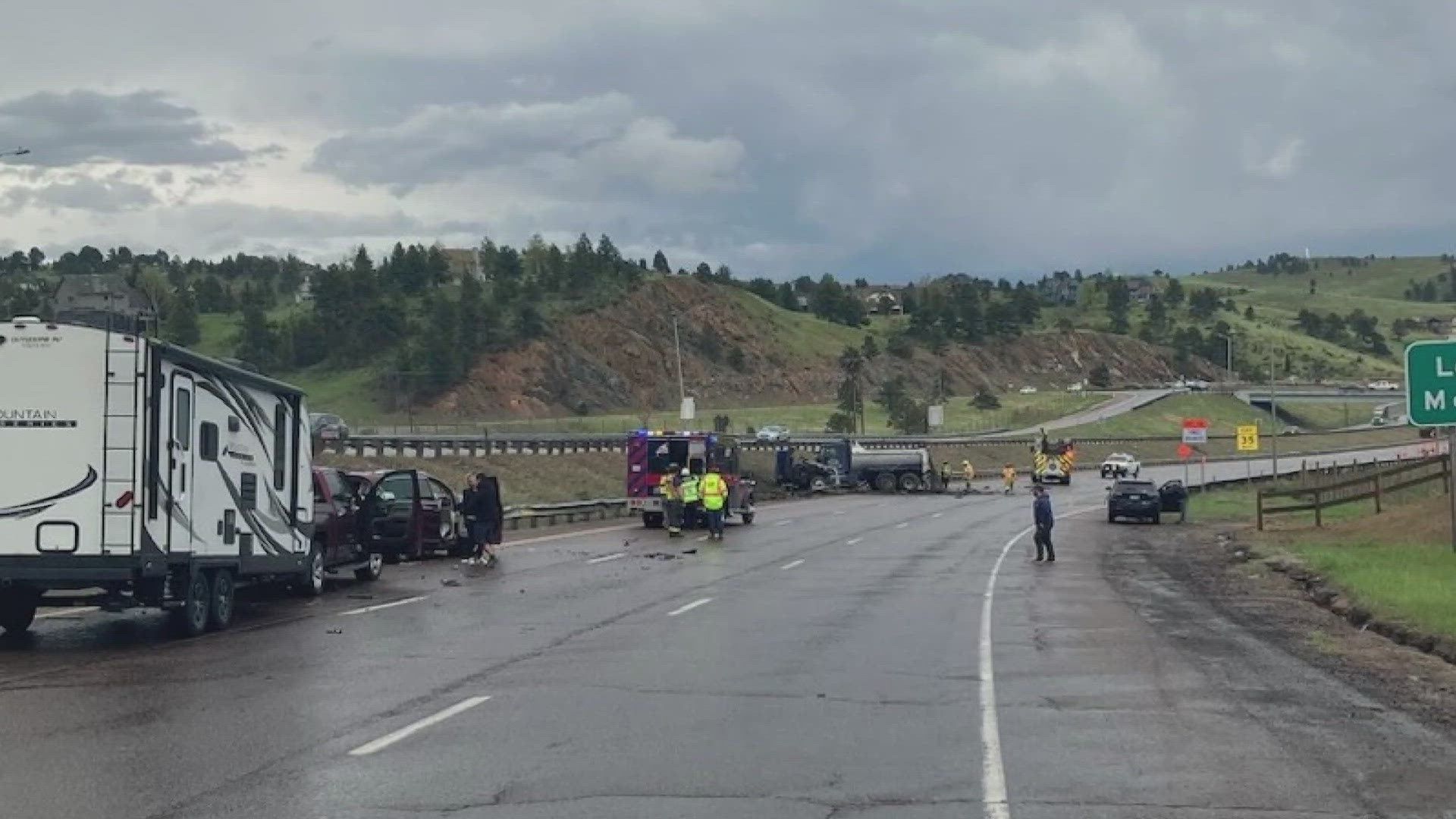 The eastbound lanes of the highway were closed Tuesday afternoon near Lookout Mountain.