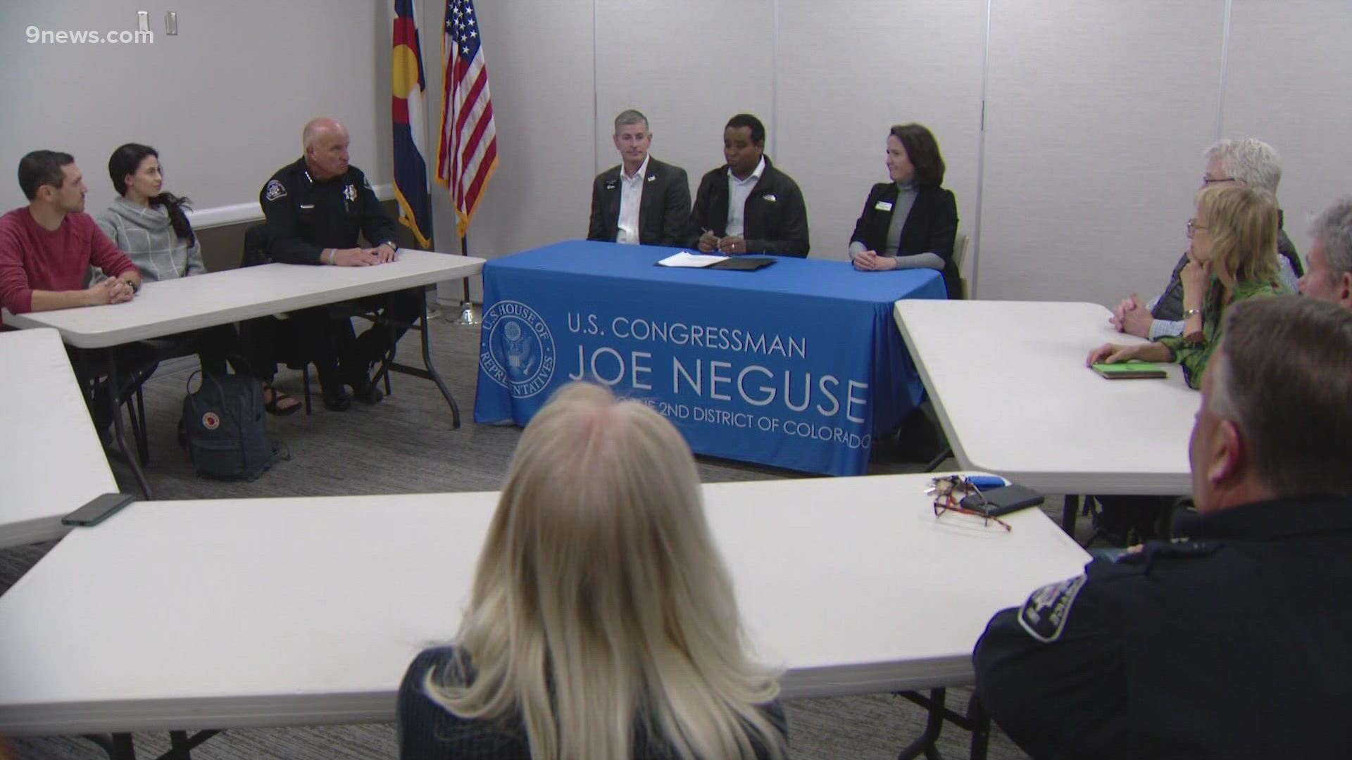People who lost their homes shared their concerns and complaints with Rep. Joe Neguse and local leaders Monday.