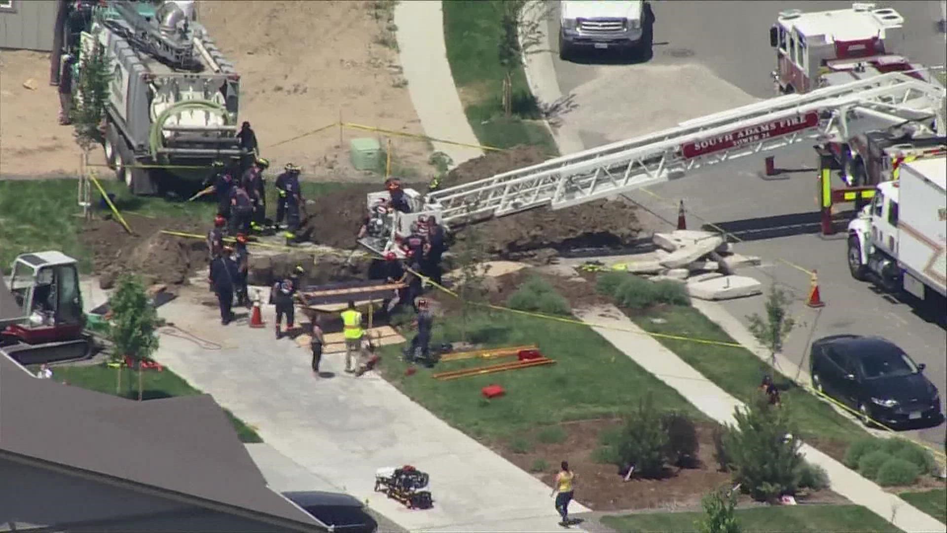 Crews spent hours performing a trench rescue operation before finding the man.