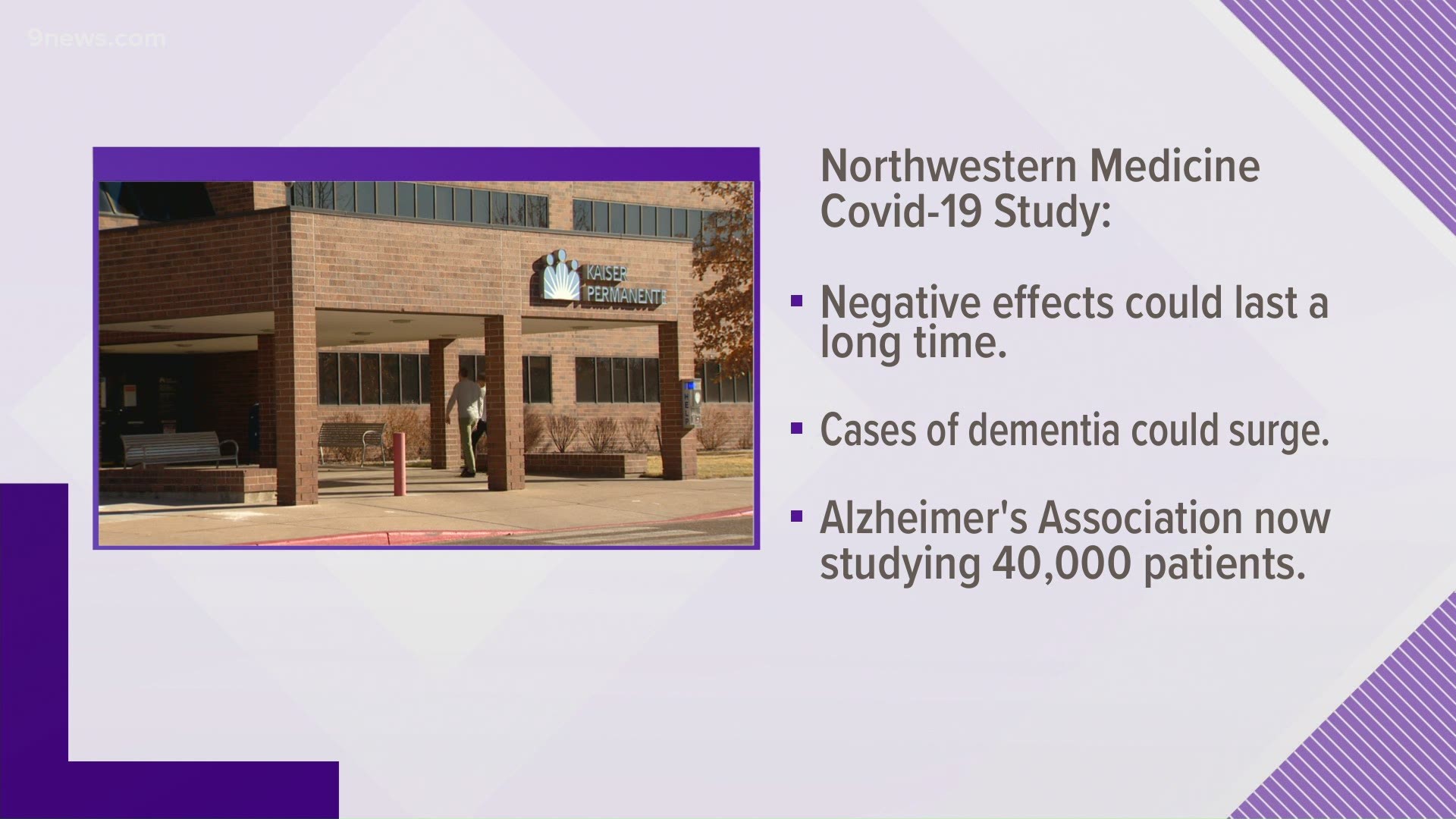 A Northwestern Medicine Health System study found long term effects tied to people hospitalized for COVID-19. Alzheimer's Association is doing additional research.