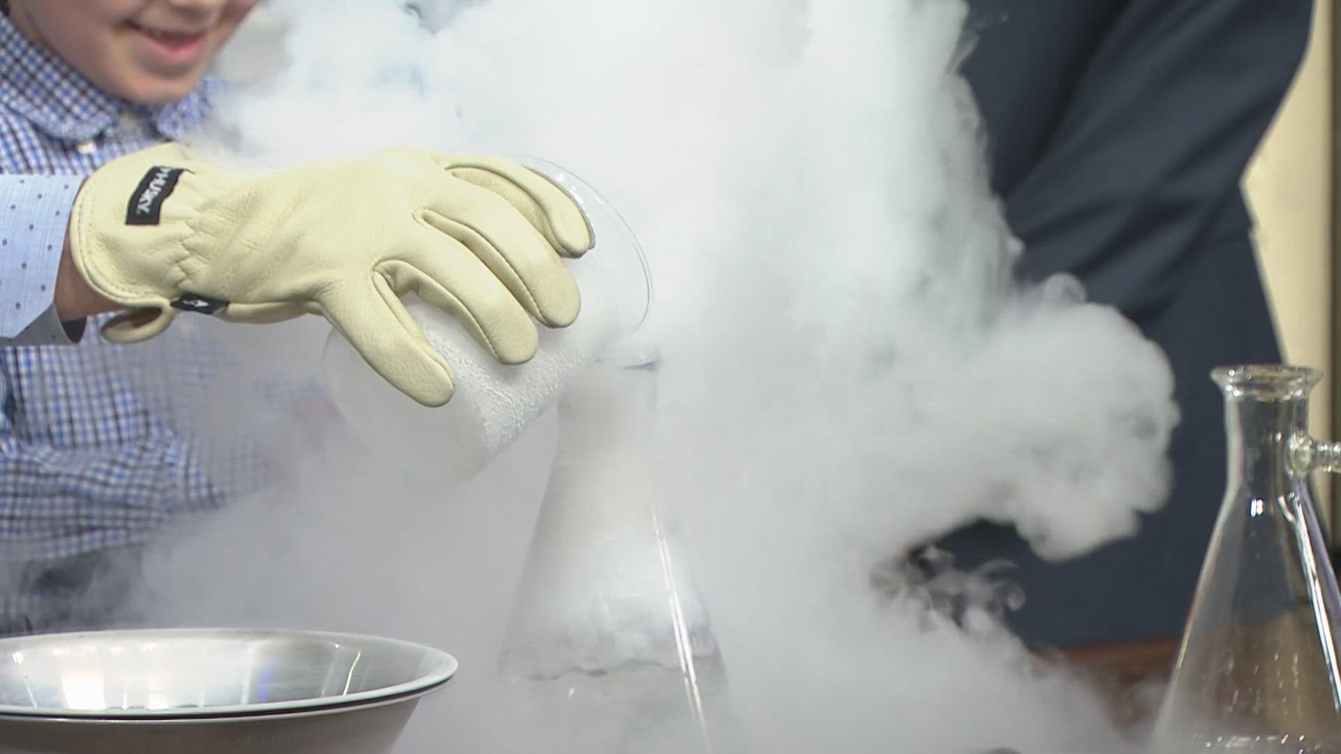 Steve Spangler and a special science helper show us some super cool science with liquid nitrogen.